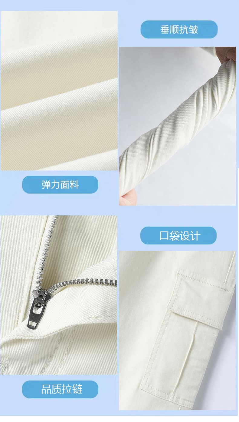 실사 주간 실크 카키 스트레이트 워크웨어 팬츠 데님 여성 여름 얇은 새로운 루즈핏 슬림해 보이는 넓은 다리 신축성 캐주얼 바지 상세 이미지 8