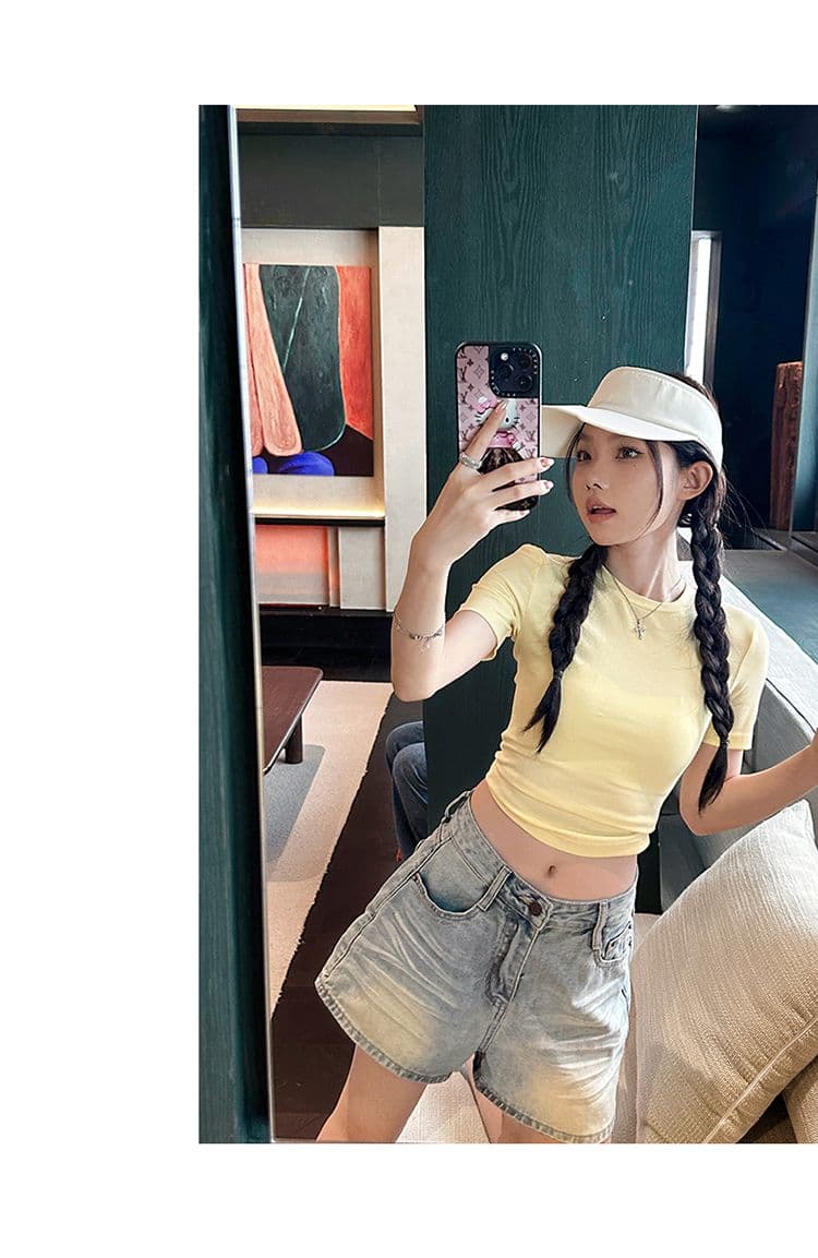 실사 2 색 아메리칸 레트로 하이웨이스트 워싱 노스탤지어 루즈핏 와이드 레그 팬츠 주름 반바지 다용도 청바지 여성 새로운 상세 이미지 23