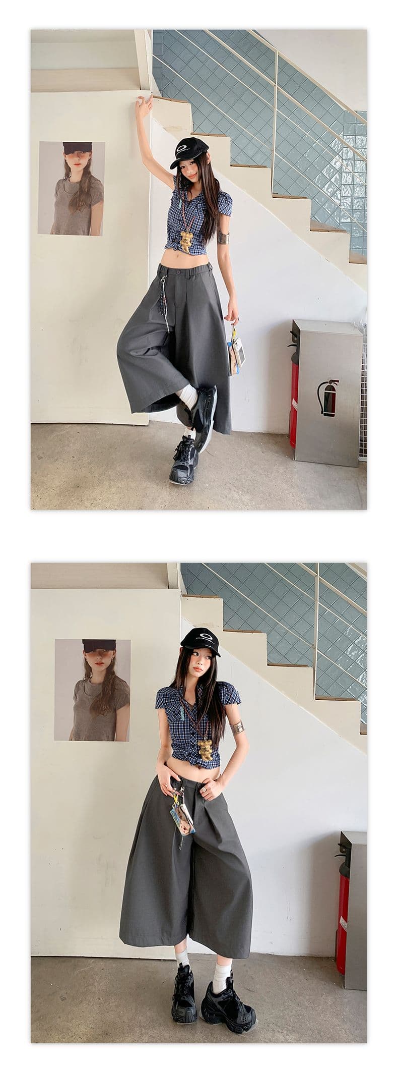 실사 새로운 2026 여름 아메리칸 트렌드 cleanfit 주름 넓은 다리 7 점 캐주얼 슬랙스 상세 이미지 19
