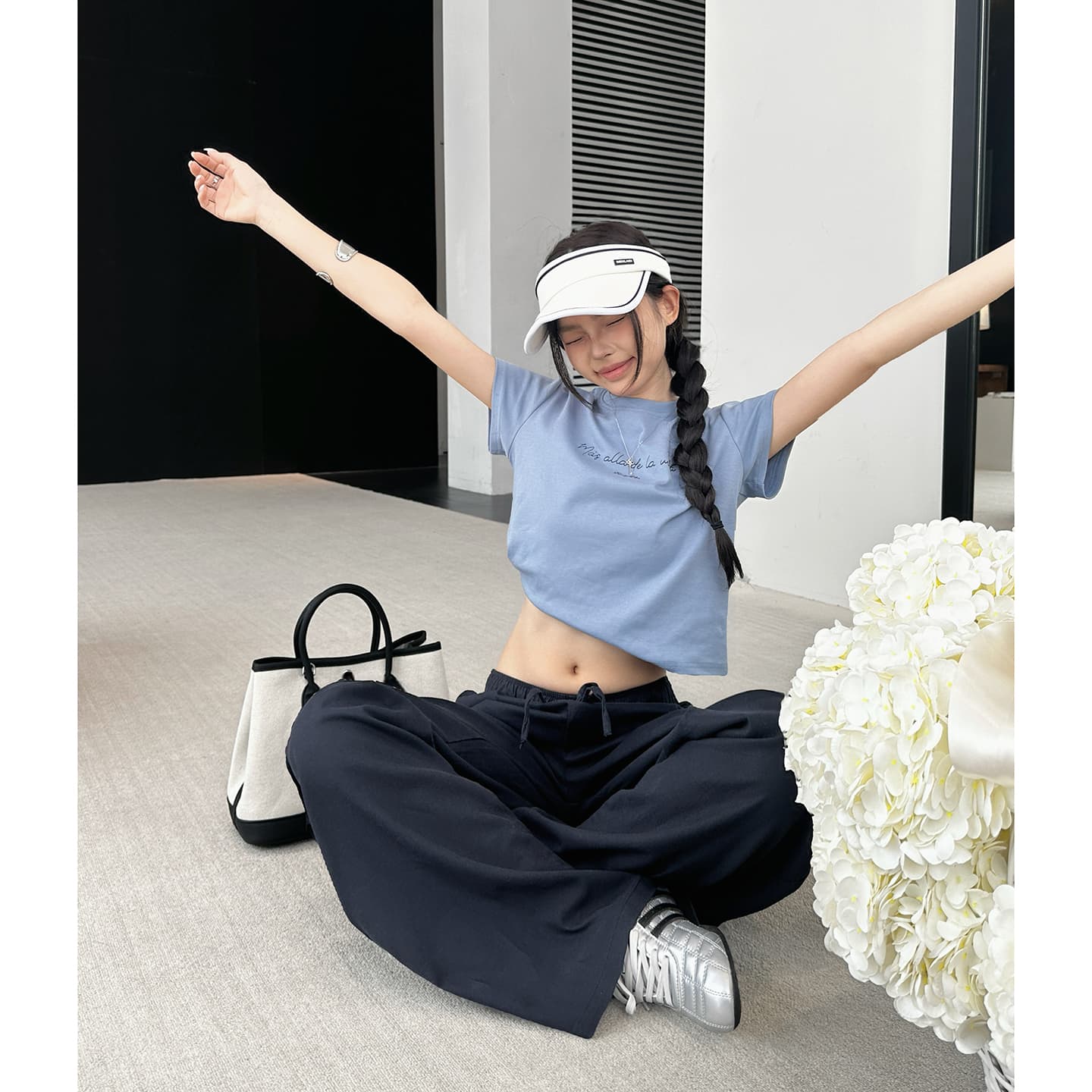레트로 로우 웨이스트 펌프 로프 허리밴드 느긋한 루즈핏 와이드 레그 팬츠 다용도 슬림해 보이는 아마 스트레이트 캐주얼 바지 여성 이미지 2
