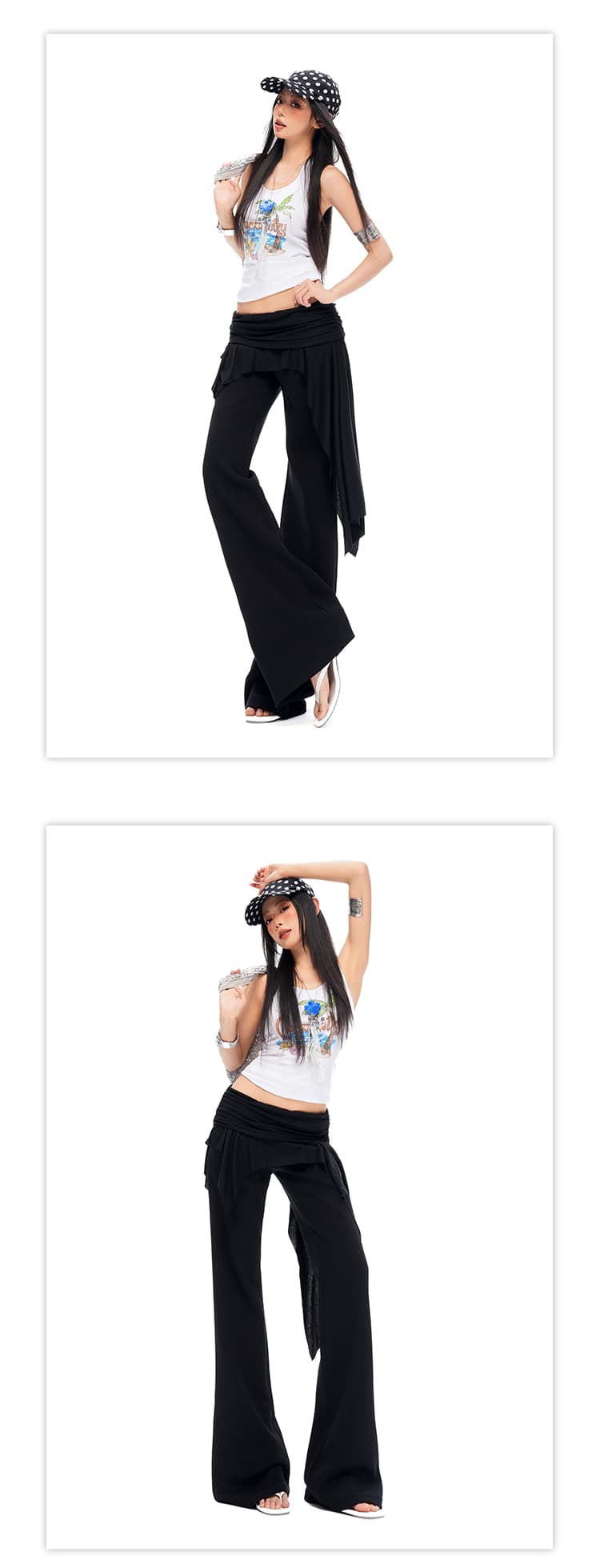 실사 26th ootd 페이크 레이어드 발레 부츠컷 바지 가을 새로운 슬림해 보이는 몸매 가꾸기 계층의 감각 허리 머리 긴 바지 상세 이미지 7