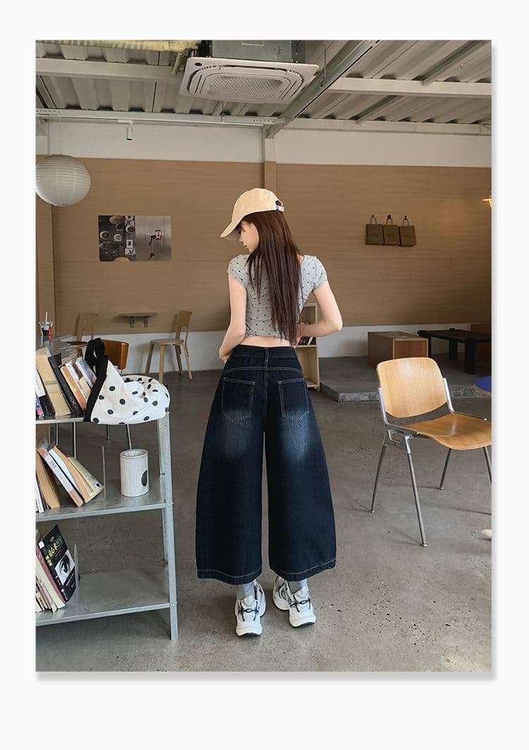 실사 밝은색 7 점 아메리칸 레트로 루즈핏 모통이 칼 청바지 여성 여름 높음 거리 와이드 레그 팬츠 트렌디 상세 이미지 16