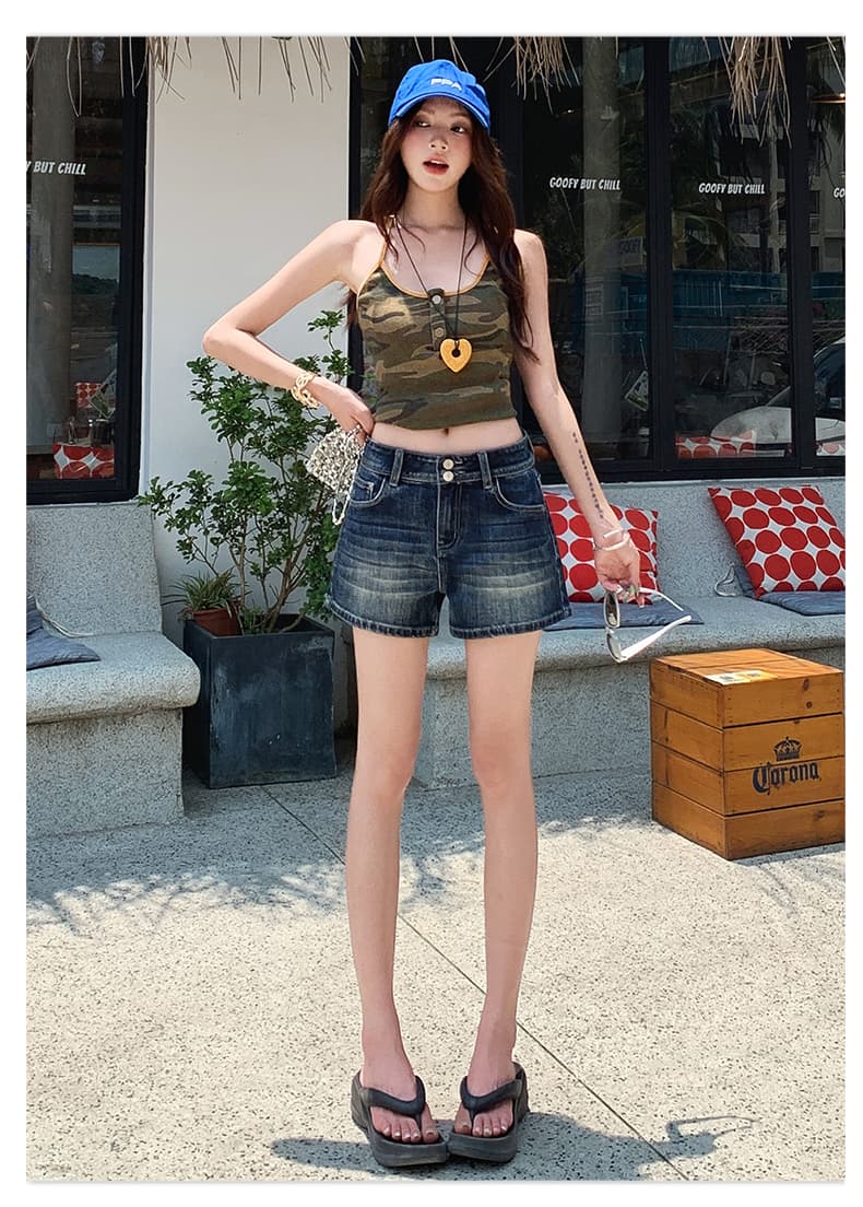 실사 아메리칸 핫걸 블루 회색 더블 버클 데님 반바지 여성 2026 여름 새로운 로우 웨이스트 슬림해 보이는 넓은 다리 핫 바지 상세 이미지 21