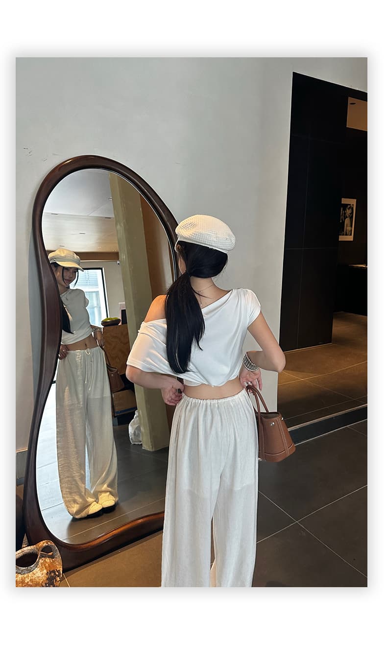 실사 레트로 루즈핏 와이드 레그 팬츠 오래된 돈 바람 도루 센스 바닥 청소 펌프 로프 다용도 얇은 스타일 아마 스트레이트 캐주얼 바지 여성 상세 이미지 18