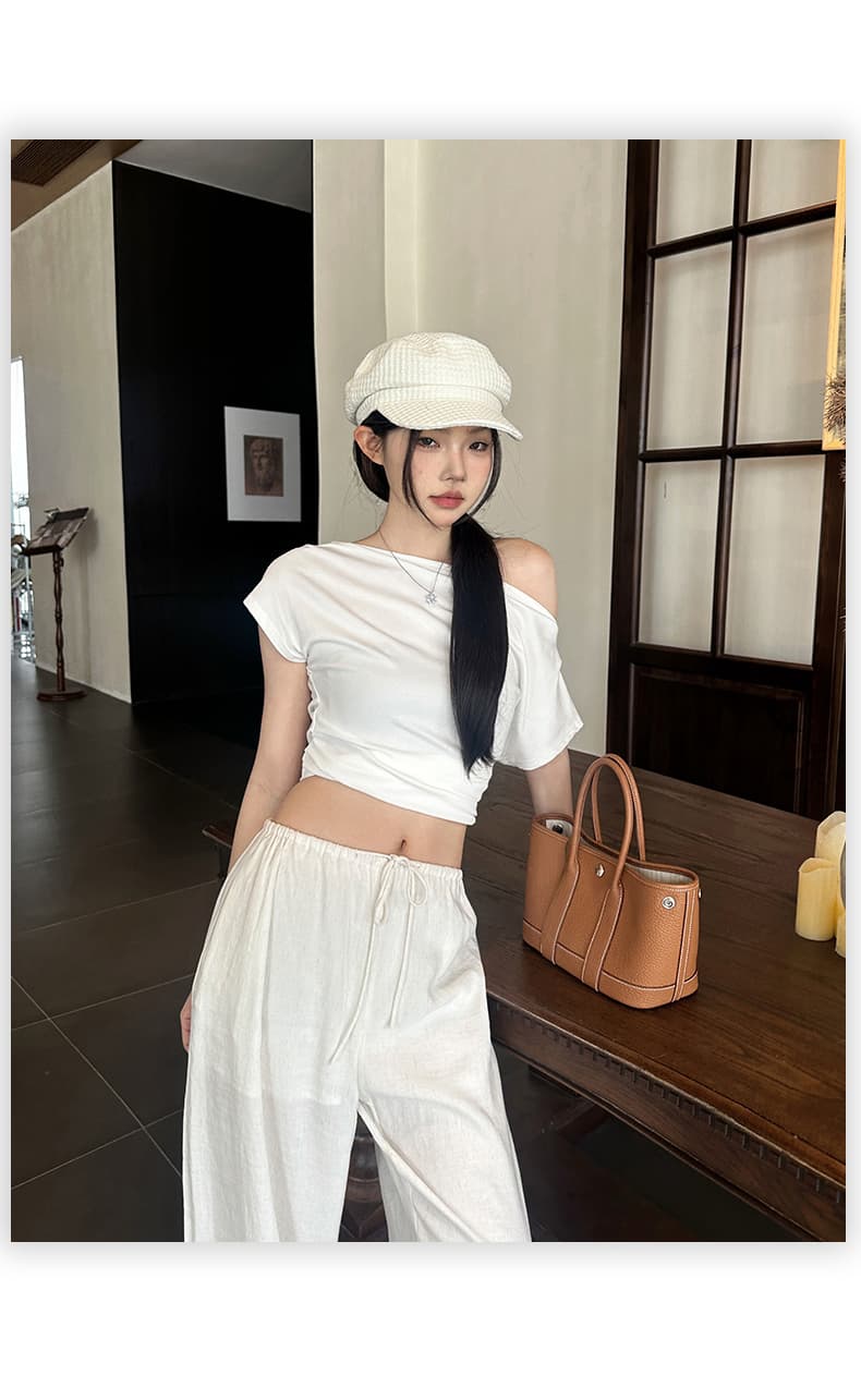 실사 레트로 루즈핏 와이드 레그 팬츠 오래된 돈 바람 도루 센스 바닥 청소 펌프 로프 다용도 얇은 스타일 아마 스트레이트 캐주얼 바지 여성 상세 이미지 21