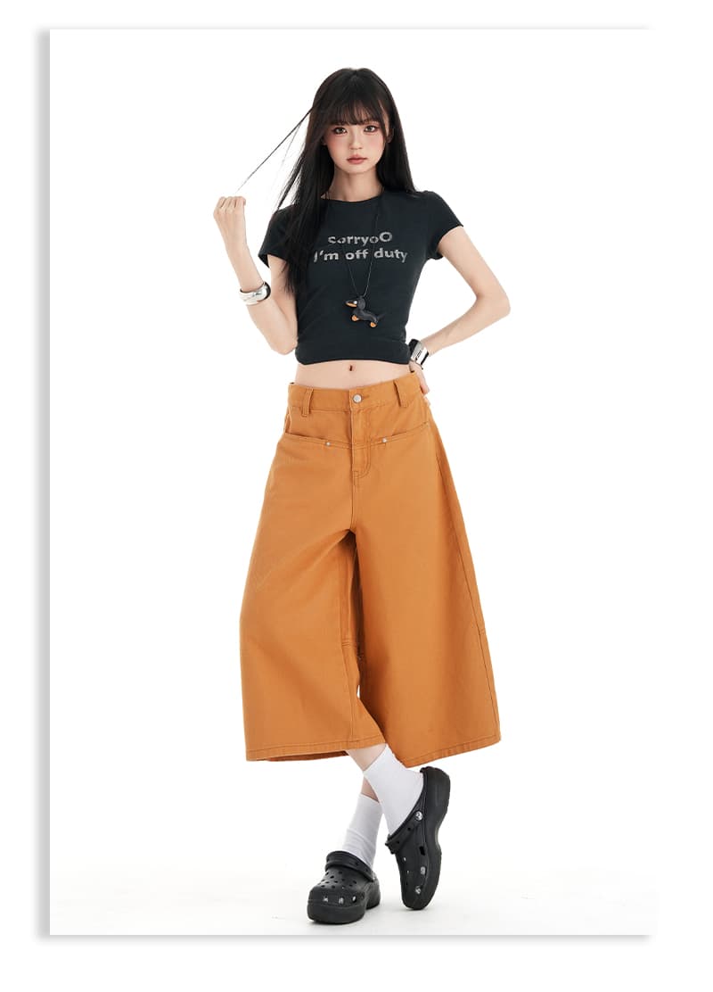 실사 아메리칸 레트로 이전 열기 가방 디자인 루즈핏 스트레이트 7 점 와이드 레깅스 바지 상세 이미지 46