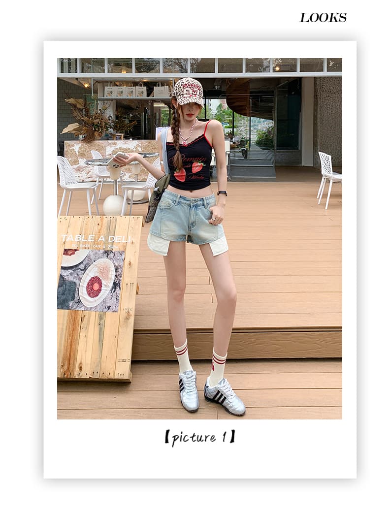 실사 아메리칸 레트로 달콤한 차가운 와 성별 거리 데님 반바지 여성 여름 새로운 다용도 슬림해 보이는 핫걸 핫 바지 상세 이미지 3