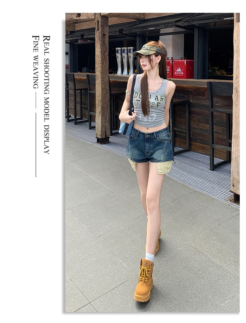 실사 아메리칸 레트로 달콤한 차가운 와 성별 거리 데님 반바지 여성 여름 새로운 다용도 슬림해 보이는 핫걸 핫 바지 상세 이미지 14
