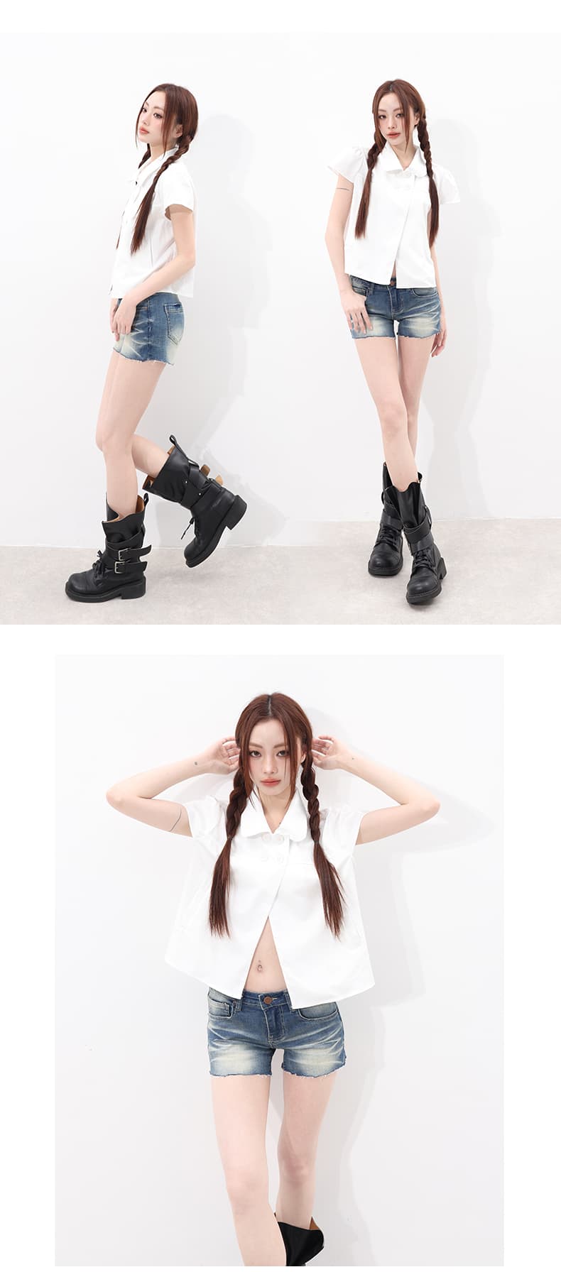 실사 계절 신제품 소녀 와 성별 fitcheck 여름 편안함 인생 센스 자연 수계 데님 상세 이미지 6