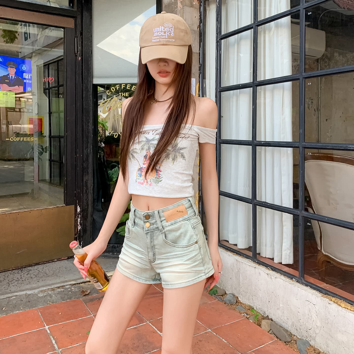 실사 하늘색 2026 여름 새로운 데님 반바지 몸매 가꾸기 패션 다용도 연령 감소 슬림해 보이는 핫걸 한 마디 핫 바지 트렌디
