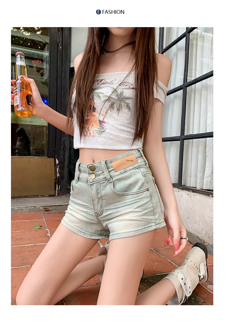 실사 하늘색 2026 여름 새로운 데님 반바지 몸매 가꾸기 패션 다용도 연령 감소 슬림해 보이는 핫걸 한 마디 핫 바지 트렌디 상세 이미지 13