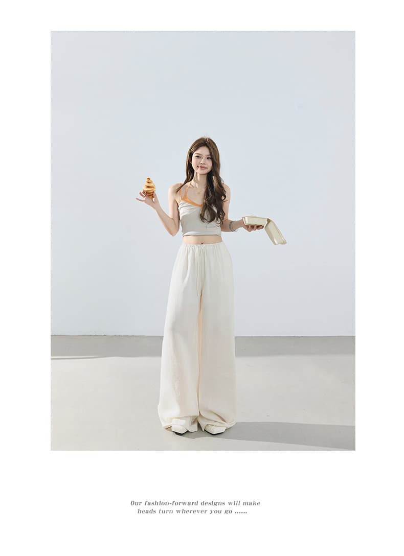 실사 레트로 루즈핏 와이드 레그 팬츠 오래된 돈 바람 도루 센스 바닥 청소 펌프 로프 다용도 얇은 스타일 아마 스트레이트 캐주얼 바지 여성 상세 이미지 7