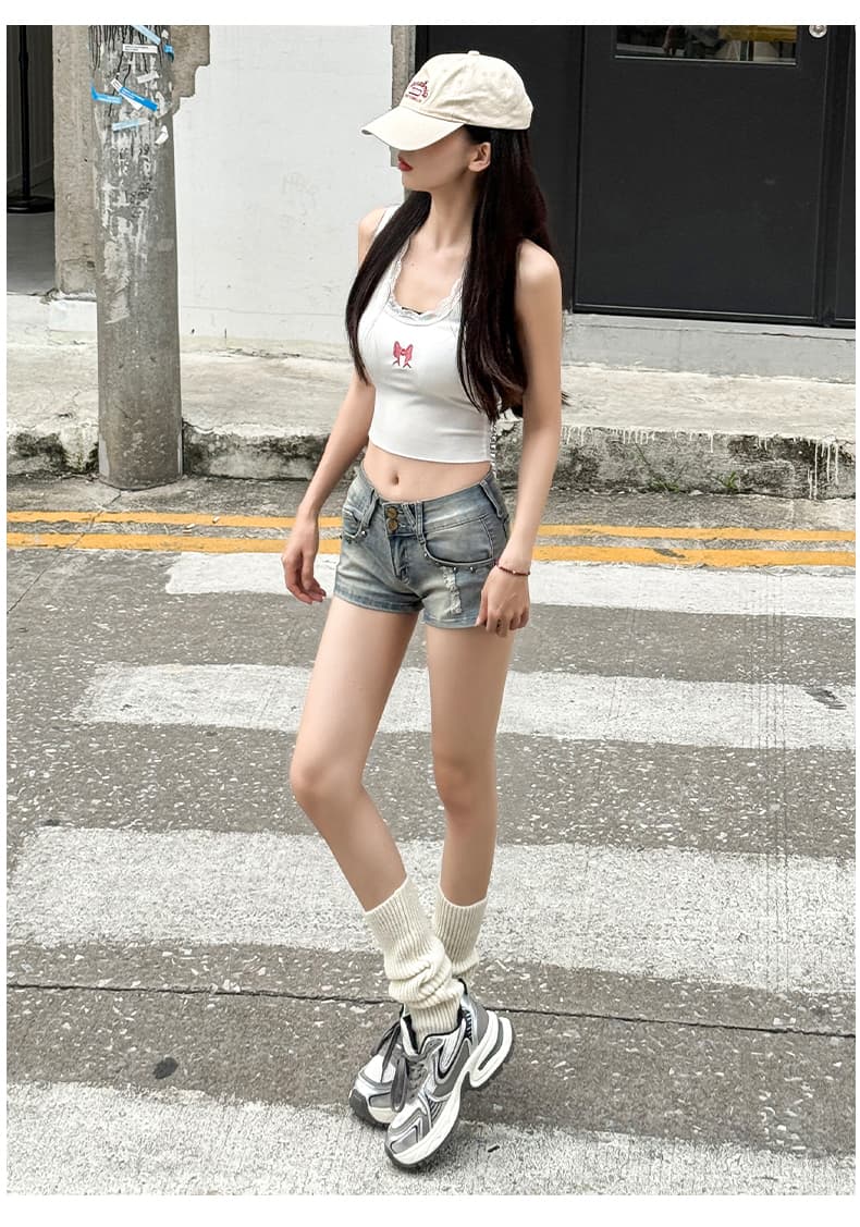 실사 아메리칸 레트로 핫걸 더블 버클 징 신축성 데님 반바지 2026 여름 새로운 타이트 스커트 짧은 핫 바지 여성 상세 이미지 12