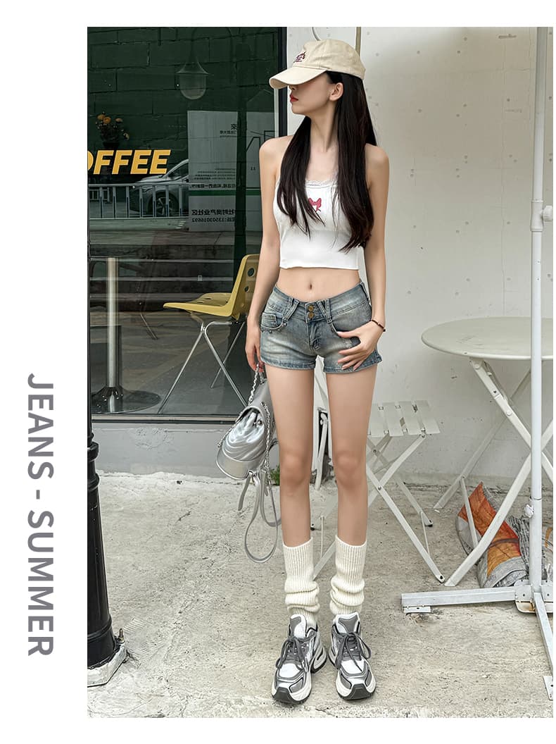 실사 아메리칸 레트로 핫걸 더블 버클 징 신축성 데님 반바지 2026 여름 새로운 타이트 스커트 짧은 핫 바지 여성 상세 이미지 13