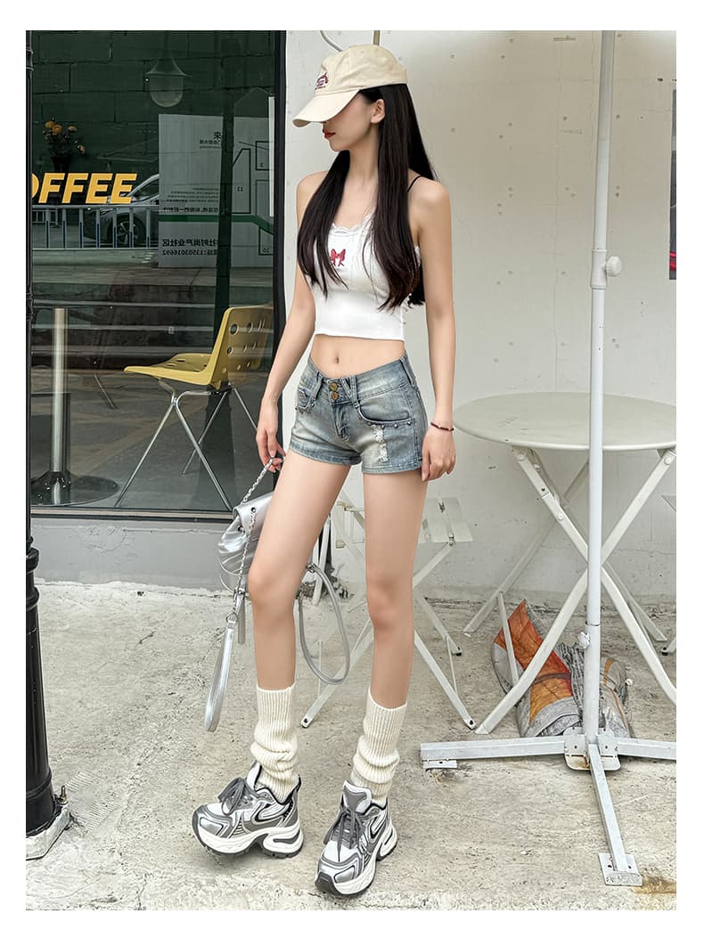 실사 아메리칸 레트로 핫걸 더블 버클 징 신축성 데님 반바지 2026 여름 새로운 타이트 스커트 짧은 핫 바지 여성 상세 이미지 14