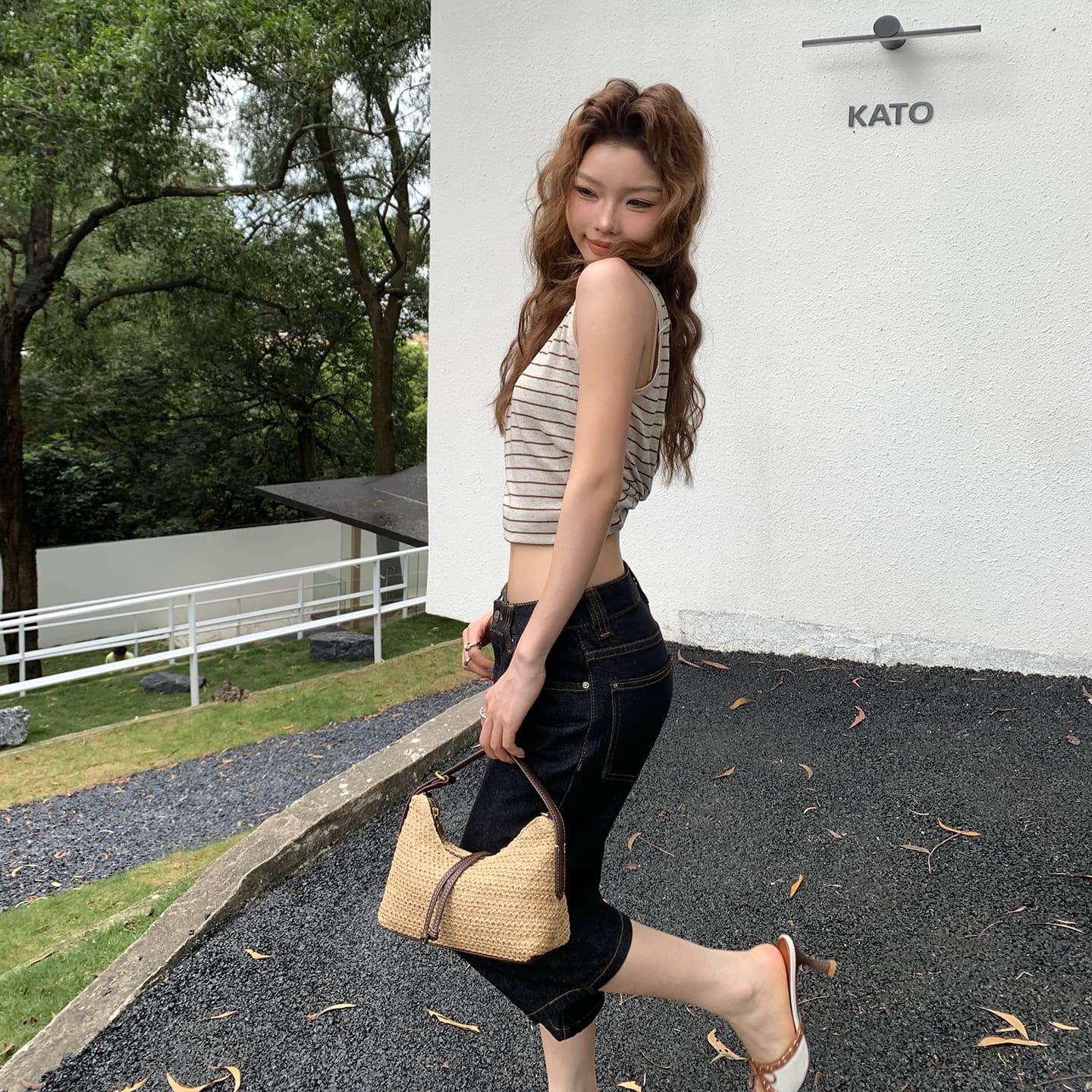 실사 아메리칸 레트로 로우 웨이스트 나팔 바지 몸매 가꾸기 슬림해 보이는 다용도 7부 바지 여름 새로운 부츠컷 청바지 여성 이미지 5
