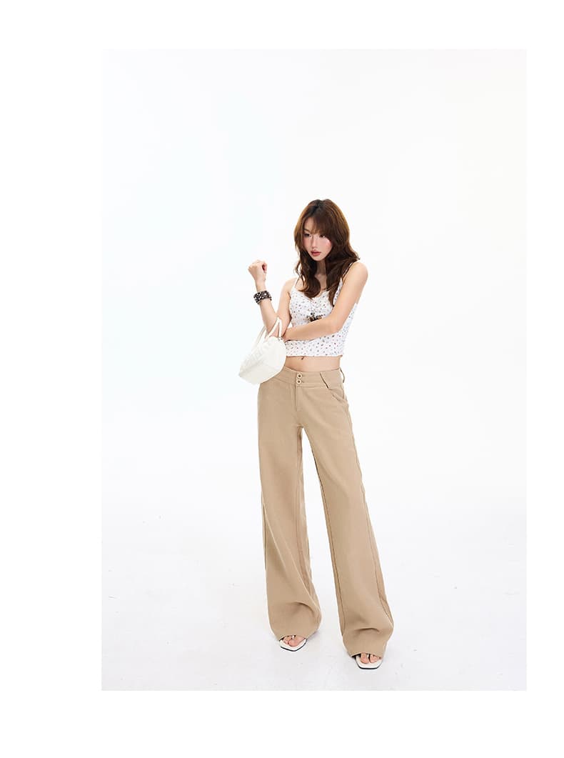 실사 아메리칸 레트로 루즈핏 와이드 레그 팬츠 느긋한 도루 센스 면 린넨 스트레이트 다용도 캐주얼 바지 여성 여름 새로운 상세 이미지 10
