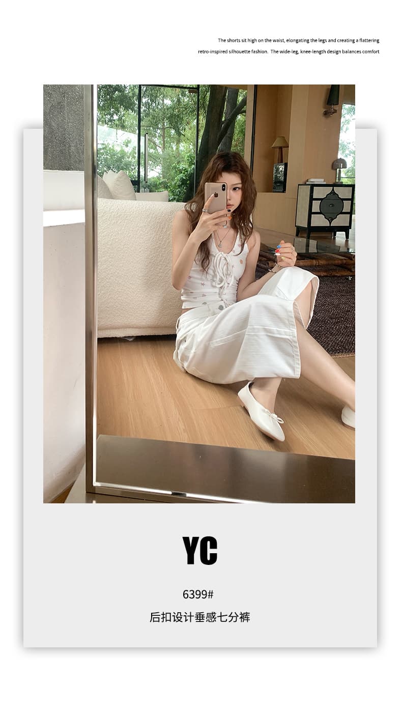 실사 아메리칸 레트로 루즈핏 와이드 레그 팬츠 다용도 새로운 7부 바지 이후 조정 허리 디자인 스트레이트 청바지 여성 상세 이미지 1