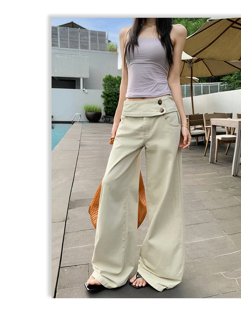 실사 아메리칸 레트로 더블 버클 허리 머리 표지 넓적 다리 캐주얼 루즈핏 넓은 다리 청바지 여성 상세 이미지 14