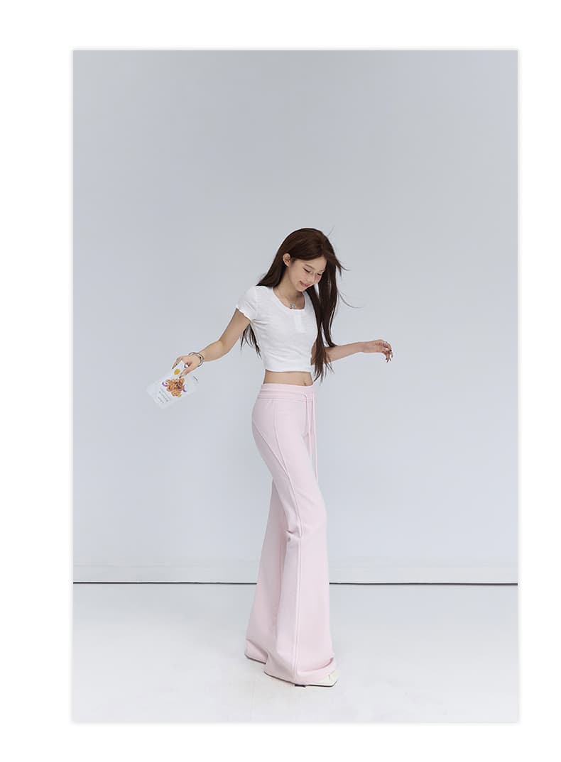 실사 5 색 아메리칸 레트로 다용도 몸매 가꾸기 슬림해 보이는 나팔 바지 느긋한 도루 센스 운동 바지 캐주얼 바지 여성 가을 상세 이미지 16