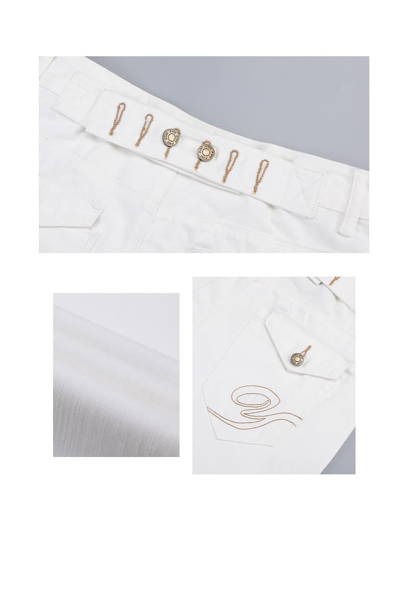 실사 달콤한 차가운 바람 화이트 부츠컷 청바지 여성 이른 가을 새로운 개성 등 허리 금속 단추 자수 바닥 청소 바지 상세 이미지 19