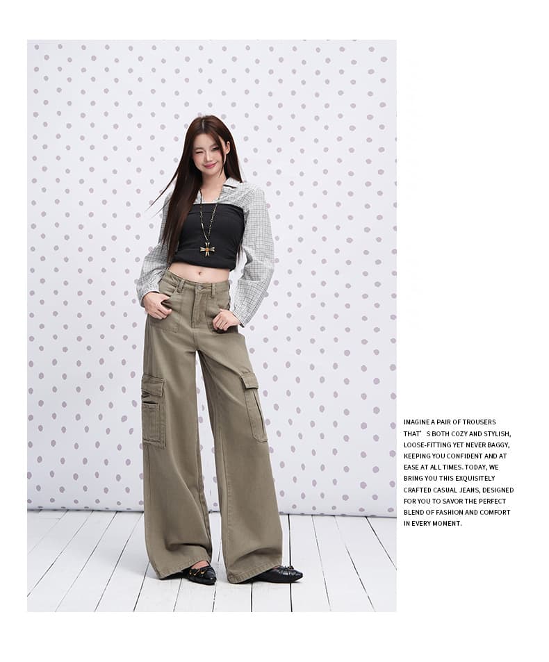 실사 크림 화이트 아메리칸 기타 주머니 워크웨어 청바지 2026 이른 가을 새로운 루즈핏 스트레이트 다용도 캐주얼 바지 상세 이미지 32