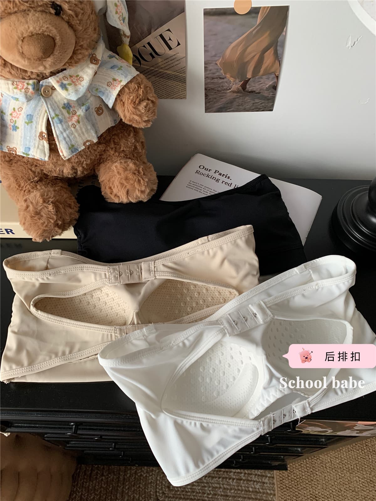 정가 실사 어깨끈 없음 얼음 실크 속옷 브래지어 고정 컵 안쪽 의류 아름다움 뒤로 노출 방지 튜브탑 여성 포장 가슴 상세 이미지 3