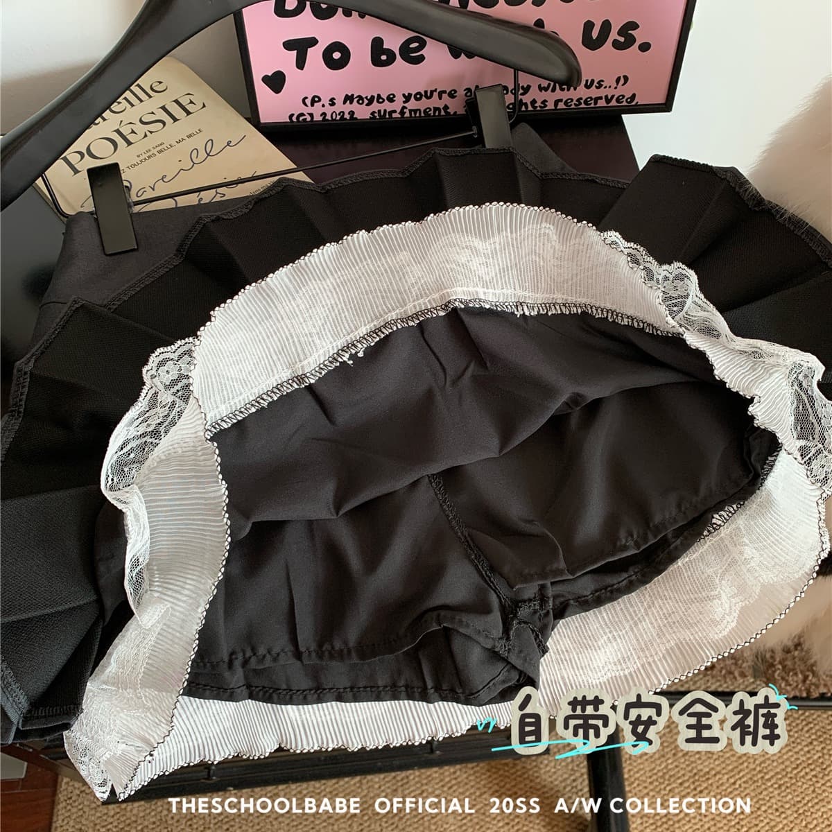 정가 실사 디자인 센스 플리츠 스커트 여성 회색 레이스 레이스 패치워크 작은 대중 핫걸 한 마디 미니 스커트 반신 스커트 이미지 5
