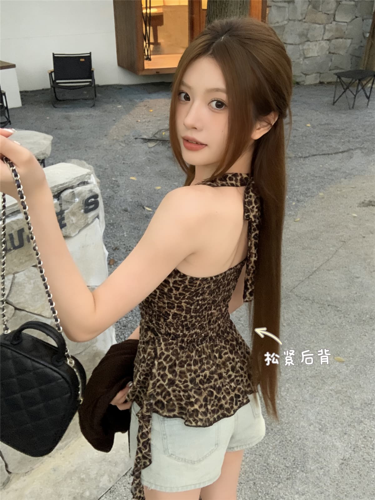 정가 실사 아메리칸 레오파드 무늬 V넥 민소매 행침 목 조끼 여성 2026 여름 새로운 핫걸 외출용 아름다움 뒤쪽에 의류 상세 이미지 6