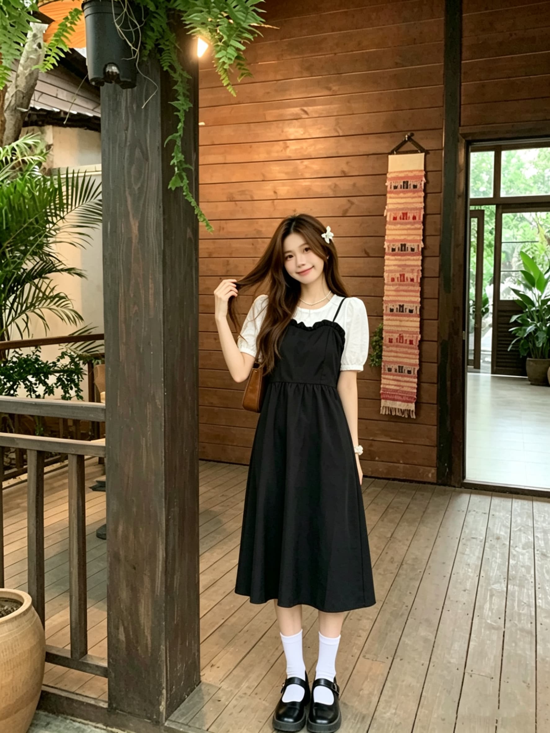 정가 실사 페이크 레이어드 여성 드레스 여름 프랑스식 요정 중간 길이 허리 수축 슬림해 보이는 A라인 스커트 상세 이미지 2
