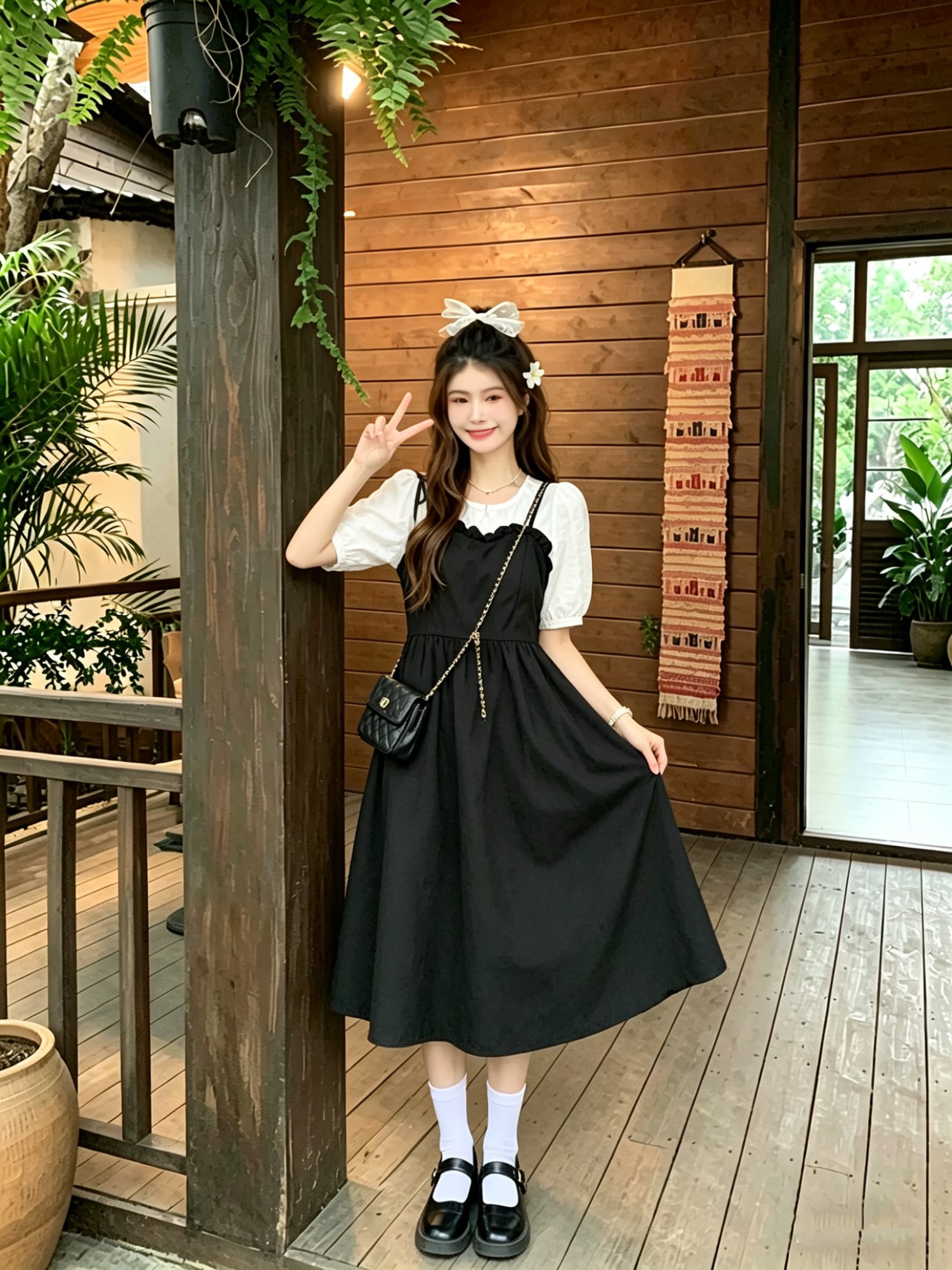 정가 실사 페이크 레이어드 여성 드레스 여름 프랑스식 요정 중간 길이 허리 수축 슬림해 보이는 A라인 스커트 상세 이미지 3
