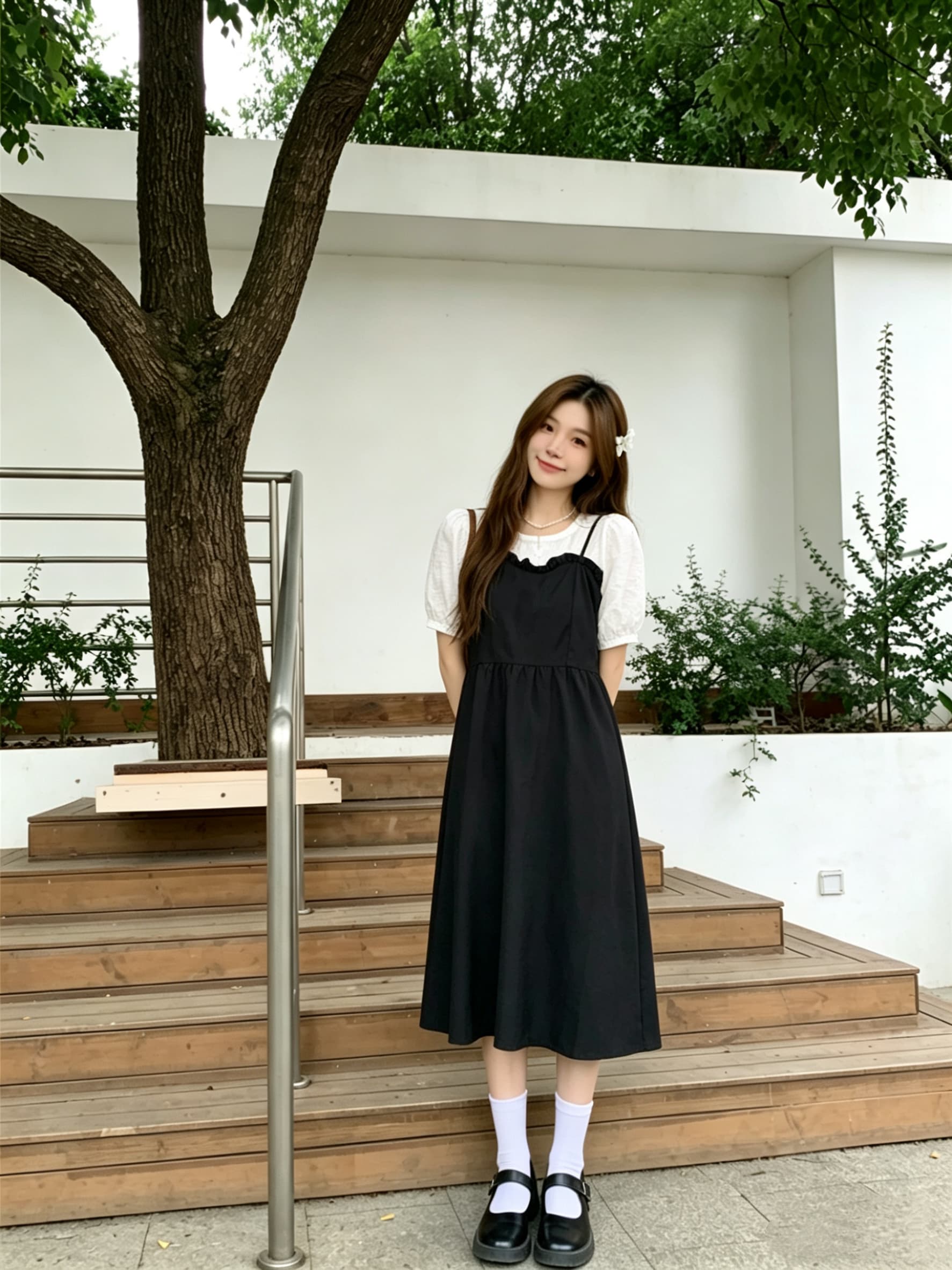정가 실사 페이크 레이어드 여성 드레스 여름 프랑스식 요정 중간 길이 허리 수축 슬림해 보이는 A라인 스커트 상세 이미지 9