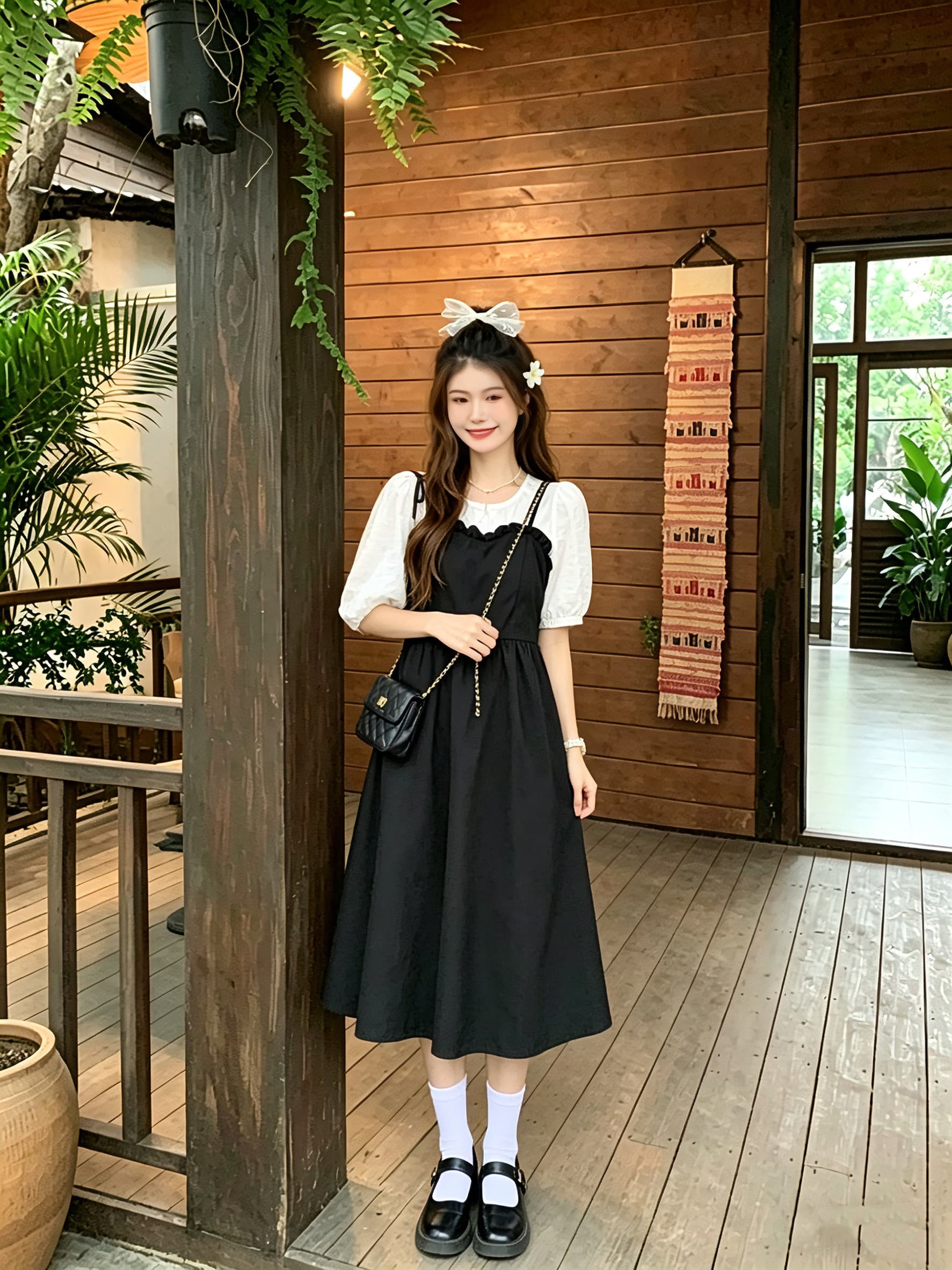 정가 실사 페이크 레이어드 여성 드레스 여름 프랑스식 요정 중간 길이 허리 수축 슬림해 보이는 A라인 스커트 상세 이미지 11