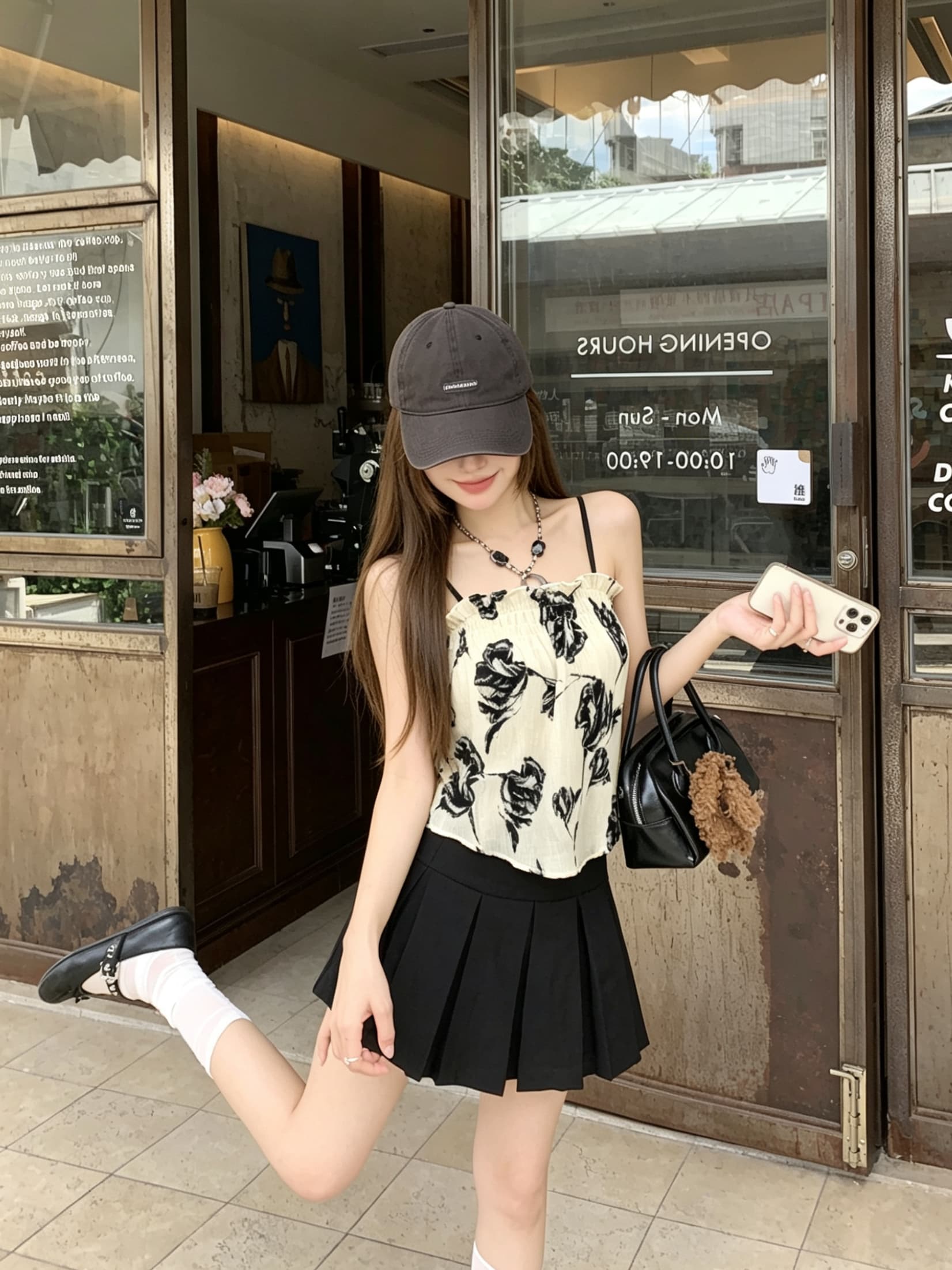 정가 실사 레트로 장미 헤일로 염색 캐미솔 표지 배 치마 인형 셔츠 민소매 오프숄더 작은 맨위 상세 이미지 2