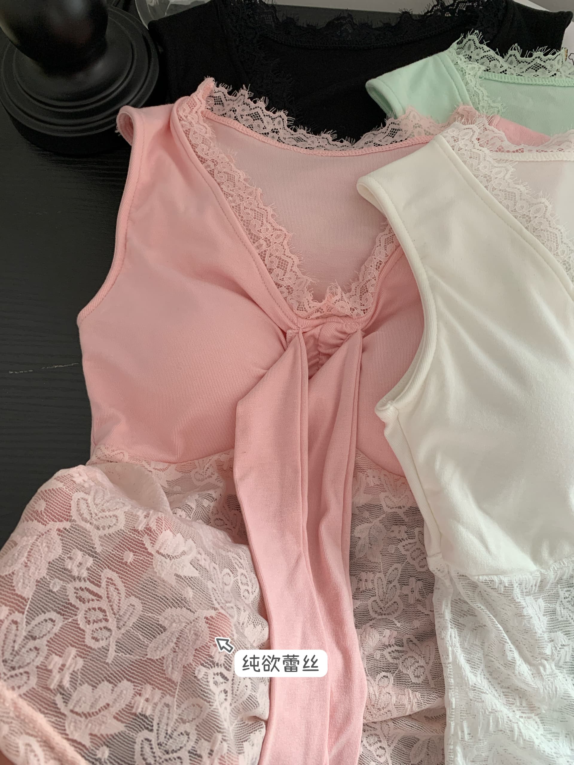 정가 실사 순수한 욕망 핫걸 레이스 측면 V넥 반팔 티셔츠 디자인 센스 벨트 가슴 패드 섹시함 페이크 레이어드 맨위 상세 이미지 1
