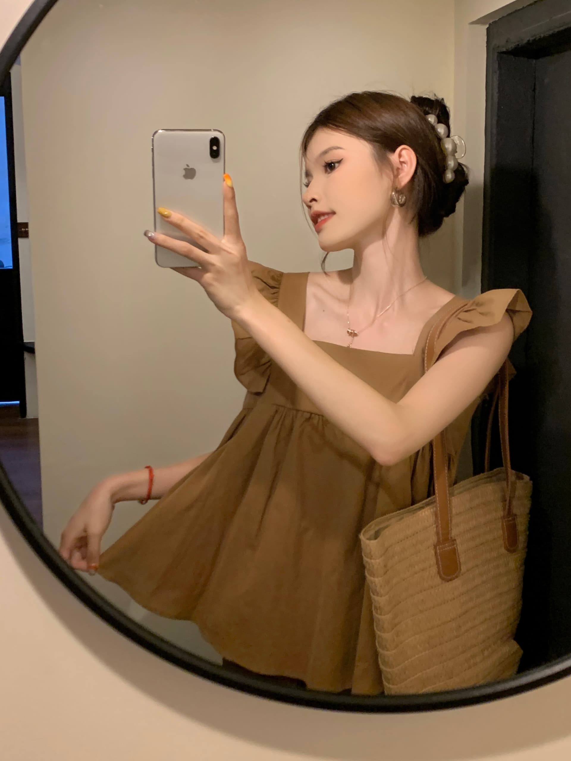 정가 실사 디자인 센스 나비 매듭 스트랩 Feifei 소매 여성 셔츠 여름 Chic 작은 대중 루즈핏 슬림해 보이는 맨위 상세 이미지 2