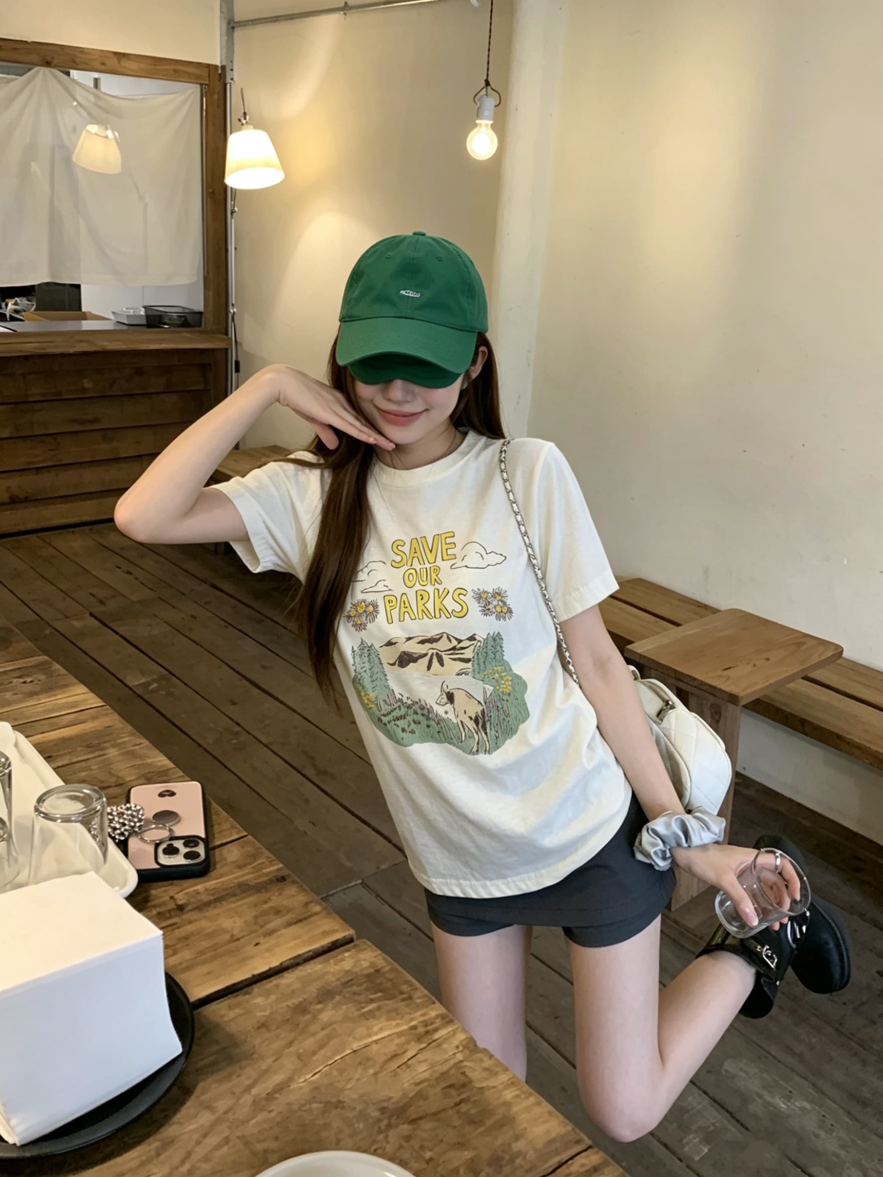 정가 실사 사설 서비스 프린트 tee 라운드 넥 긍정적 인 어깨 슈퍼 부드럽다 봄이 가득하다. 반팔 티셔츠 신제품 상세 이미지 5