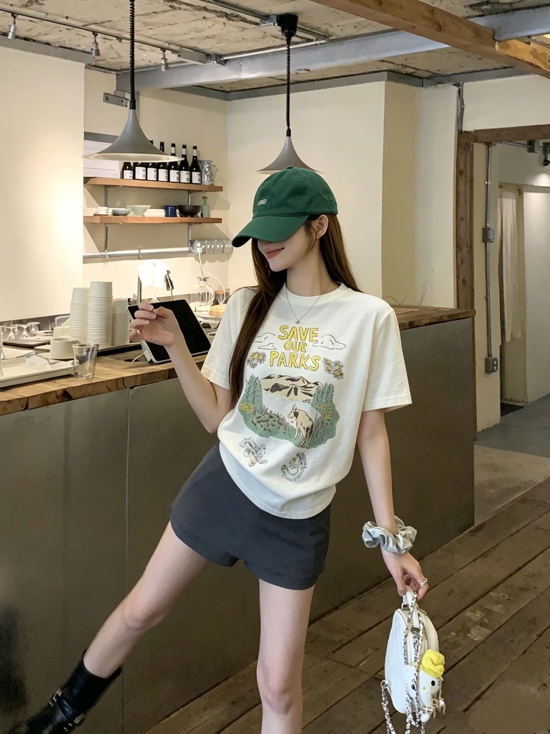 정가 실사 사설 서비스 프린트 tee 라운드 넥 긍정적 인 어깨 슈퍼 부드럽다 봄이 가득하다. 반팔 티셔츠 신제품 상세 이미지 6