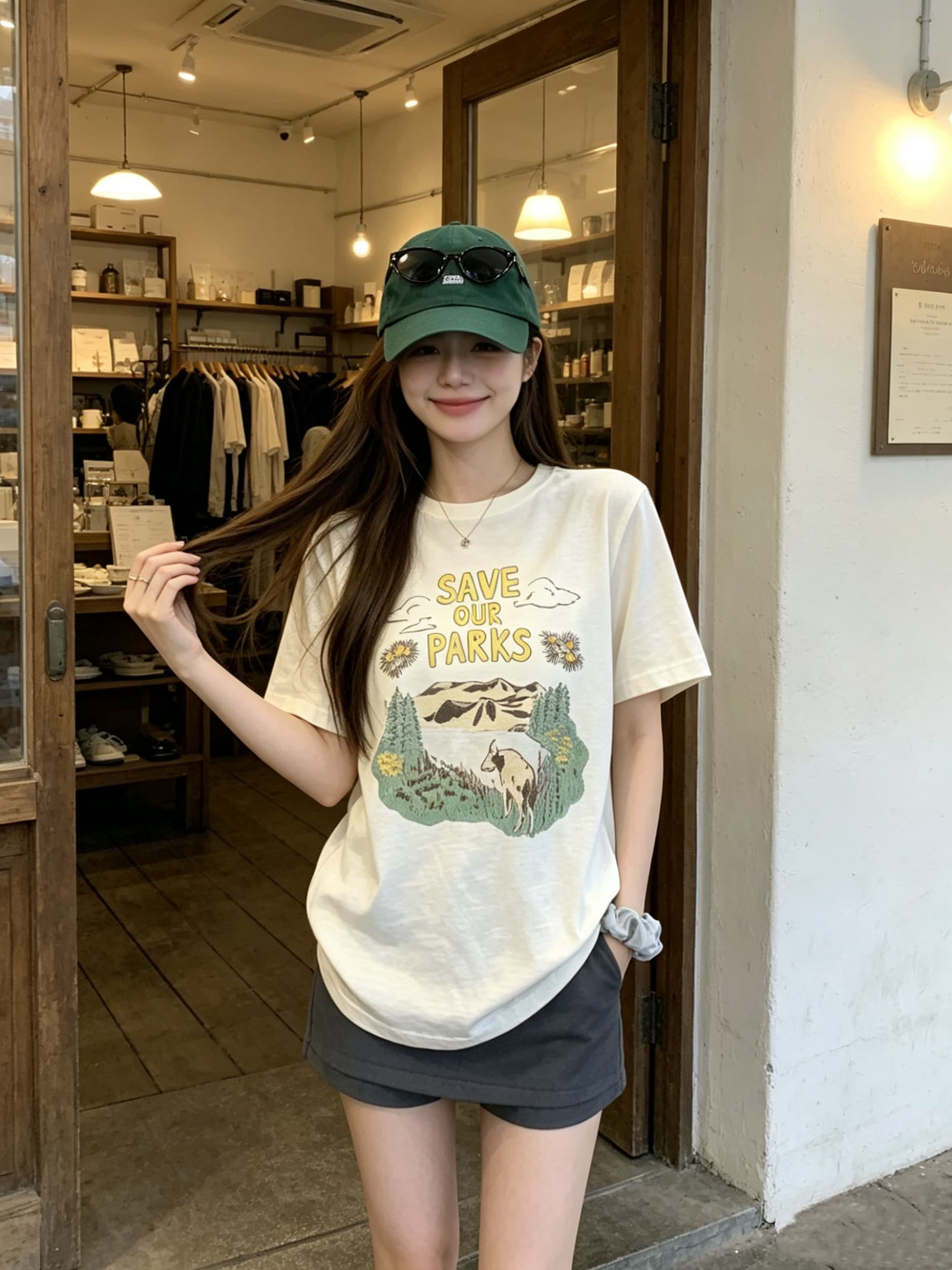 정가 실사 사설 서비스 프린트 tee 라운드 넥 긍정적 인 어깨 슈퍼 부드럽다 봄이 가득하다. 반팔 티셔츠 신제품 상세 이미지 9