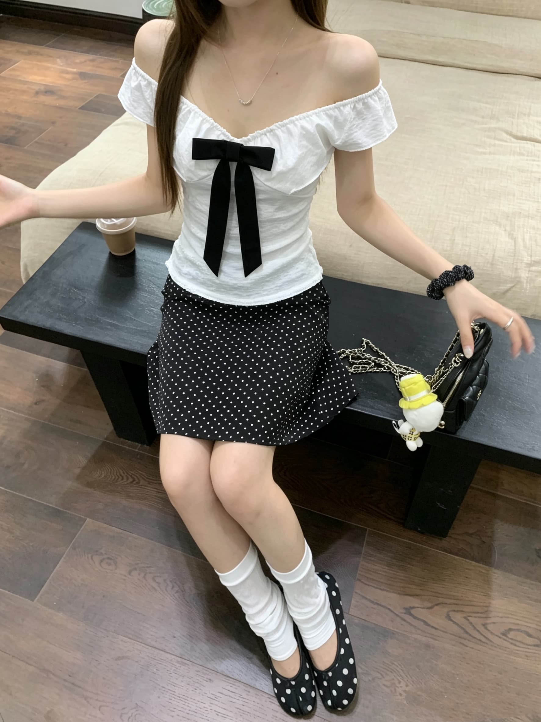 정가 실사 정원 영 접시 V넥 레이스업 나비 매듭 프릴 반팔 티셔츠 여성 여름 허리 수축 슬림해 보이는 맨위 상세 이미지 10