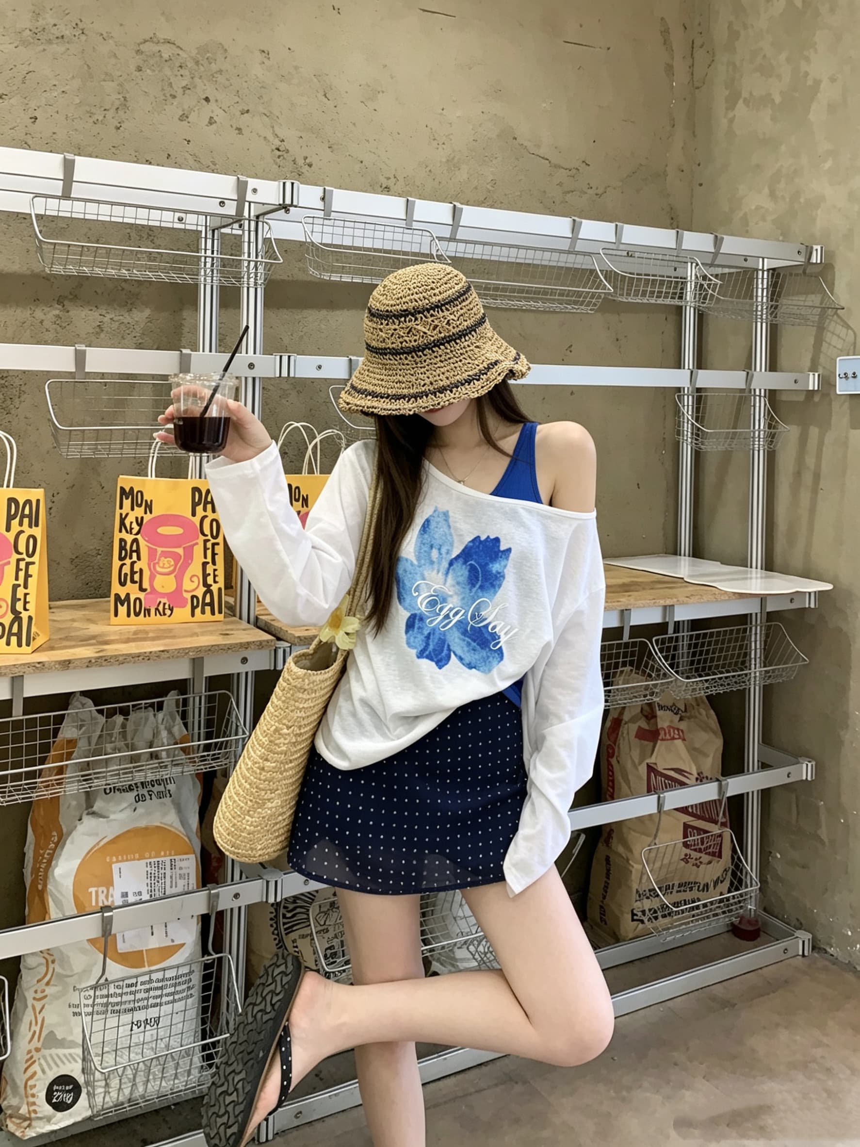 정가 실사 긴팔 자외선 차단 블라우스 여성 여름 투피스 조끼 한 부서 꽃 주간 실크 Tulle 비스듬한 어깨 의류 상세 이미지 7