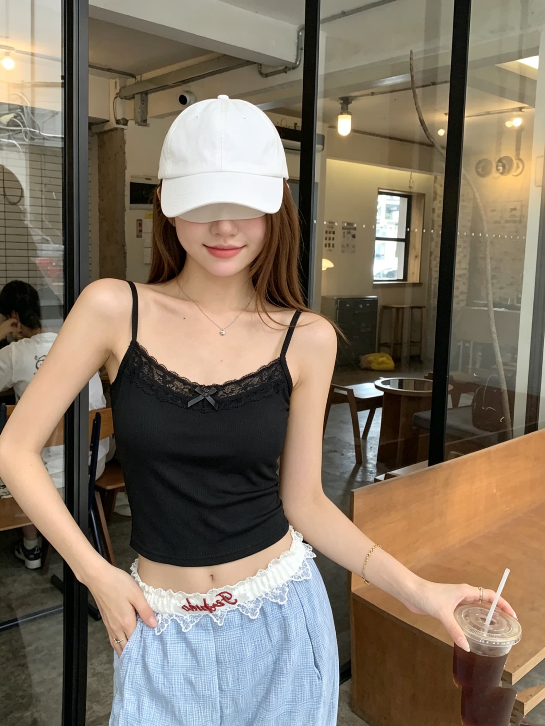 정가 실사 순수한 욕망 레이스 작은 슬링 조끼 여성 인사이드 가져 가라. 만나는 레이스 민소매 쇼트 스타일 맨위 상세 이미지 15