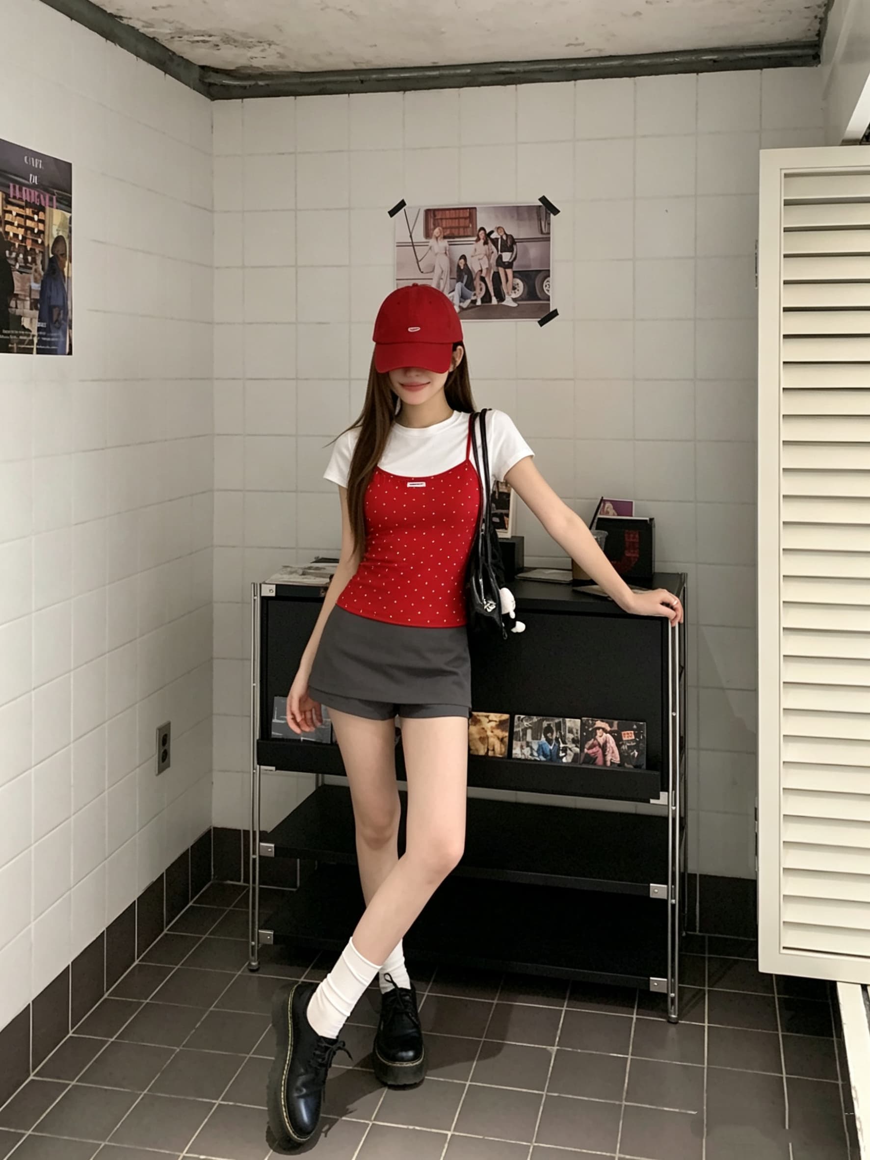정가 실사 빨간색 페이크 레이어드 라운드 넥 긍정적 인 어깨 반팔 티셔츠 여름 한 부서 몸매 가꾸기 슬림해 보이는 디자인 센스 맨위 상세 이미지 16