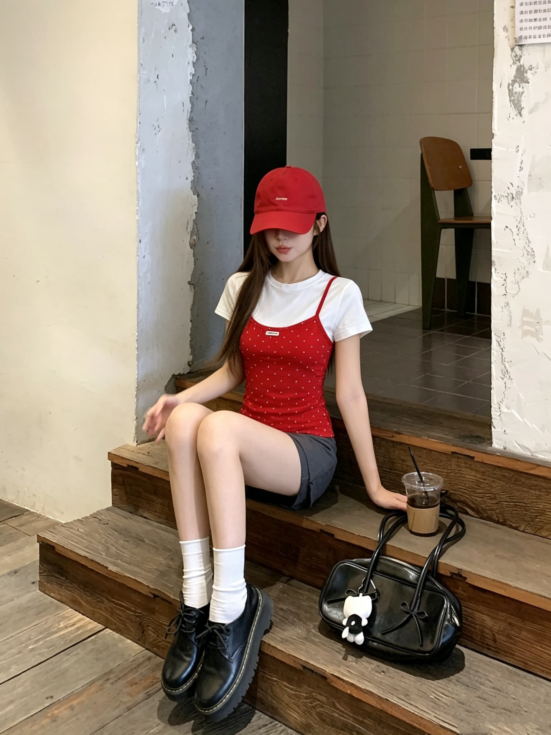 정가 실사 빨간색 페이크 레이어드 라운드 넥 긍정적 인 어깨 반팔 티셔츠 여름 한 부서 몸매 가꾸기 슬림해 보이는 디자인 센스 맨위 상세 이미지 17