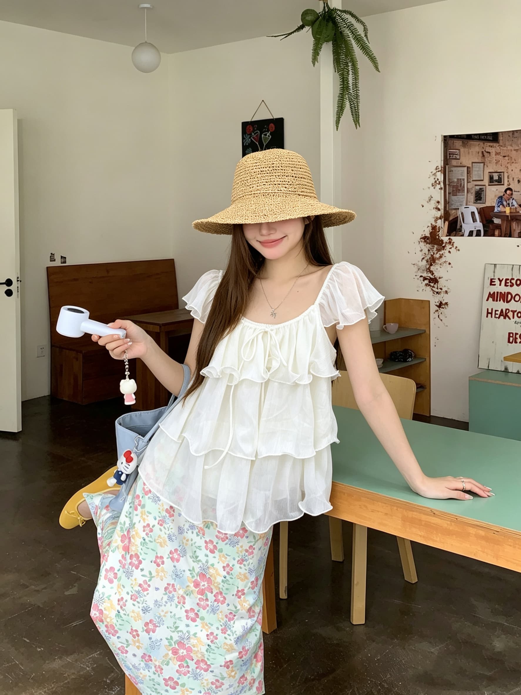 정가 실사 달콤한 스타일 보라색 프릴 Feifei 소매 작은 셔츠 루즈핏 셔츠 여성 의류 한 부서 부드러운 바람 맨위 상세 이미지 6