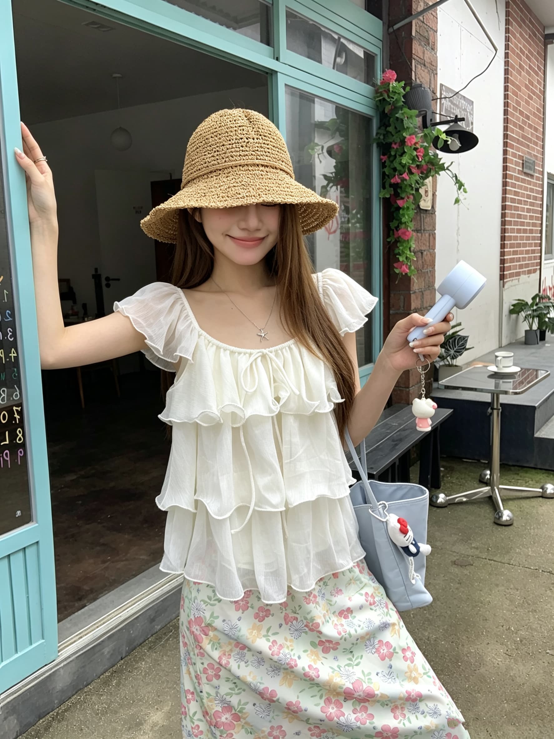 정가 실사 달콤한 스타일 보라색 프릴 Feifei 소매 작은 셔츠 루즈핏 셔츠 여성 의류 한 부서 부드러운 바람 맨위 상세 이미지 7