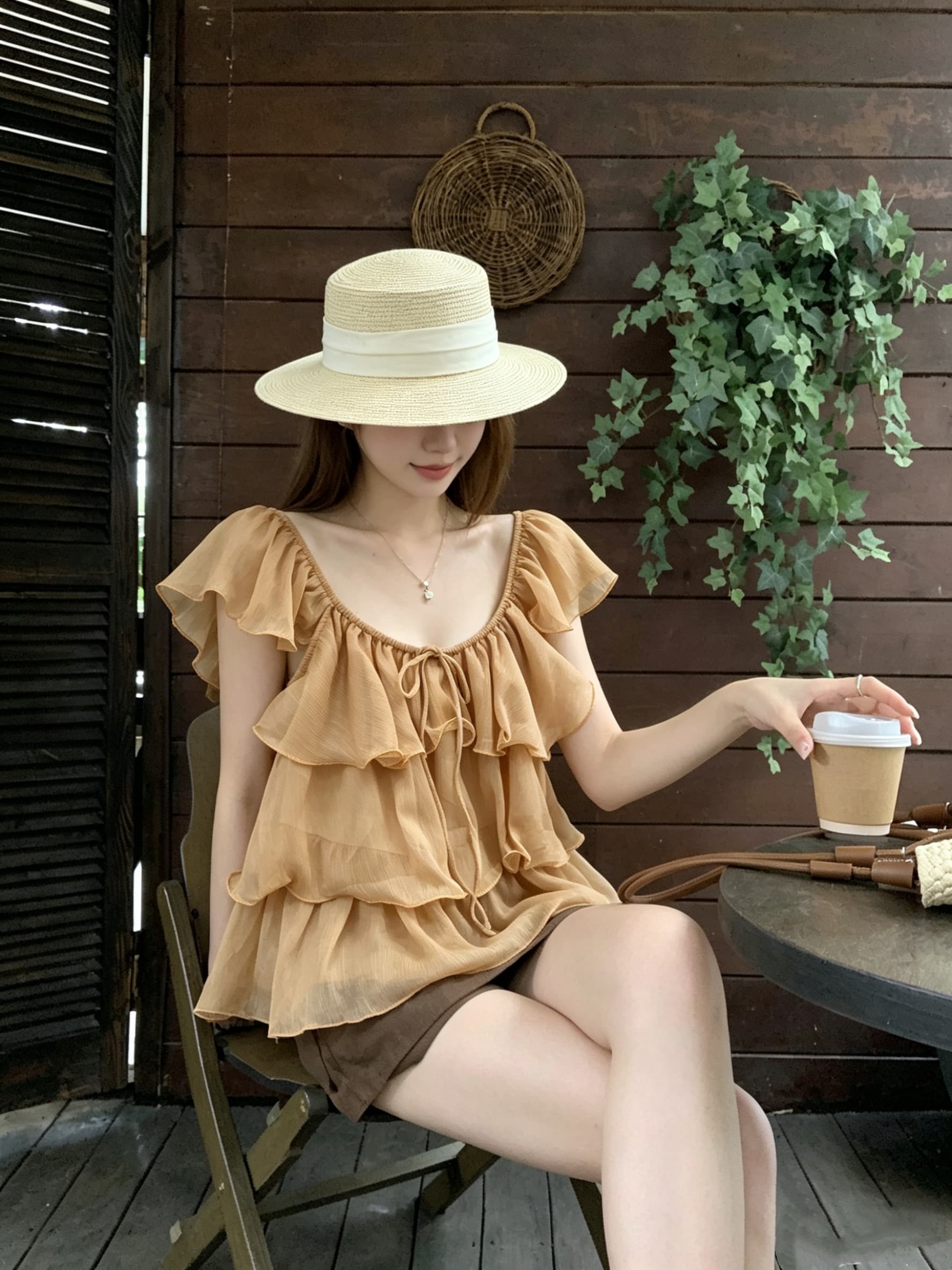 정가 실사 달콤한 스타일 보라색 프릴 Feifei 소매 작은 셔츠 루즈핏 셔츠 여성 의류 한 부서 부드러운 바람 맨위 상세 이미지 9