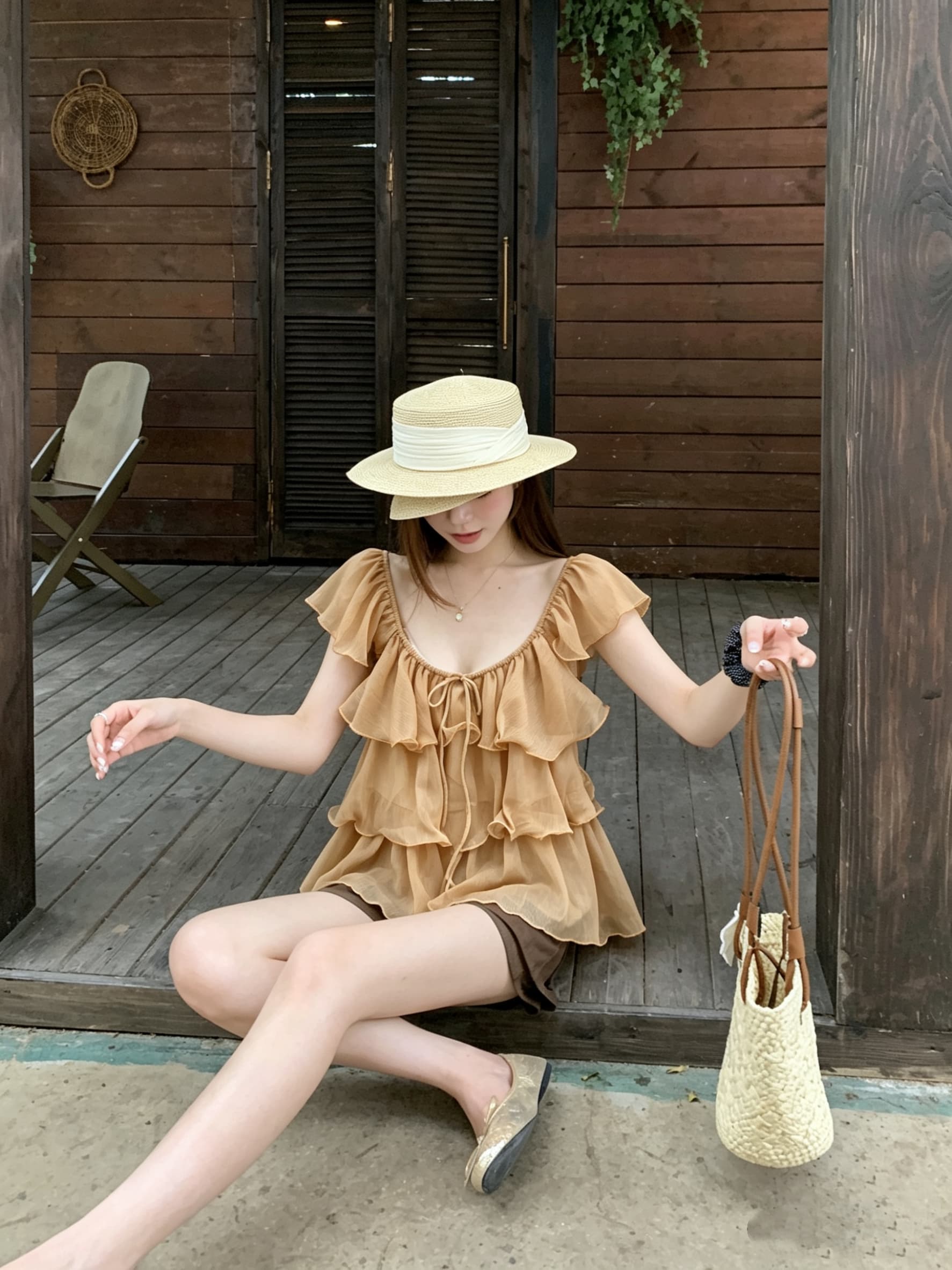 정가 실사 달콤한 스타일 보라색 프릴 Feifei 소매 작은 셔츠 루즈핏 셔츠 여성 의류 한 부서 부드러운 바람 맨위 상세 이미지 14