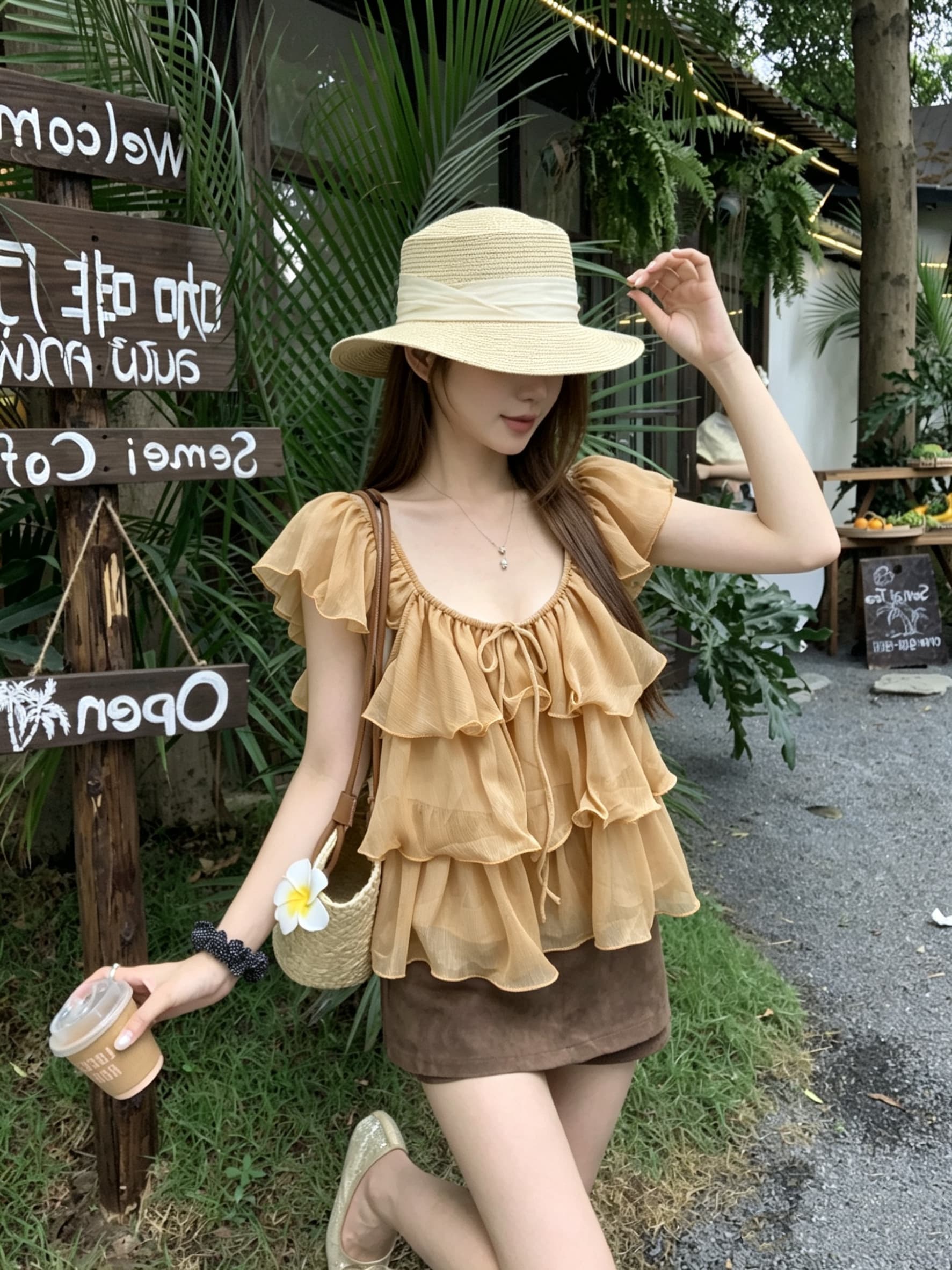 정가 실사 달콤한 스타일 보라색 프릴 Feifei 소매 작은 셔츠 루즈핏 셔츠 여성 의류 한 부서 부드러운 바람 맨위 상세 이미지 15