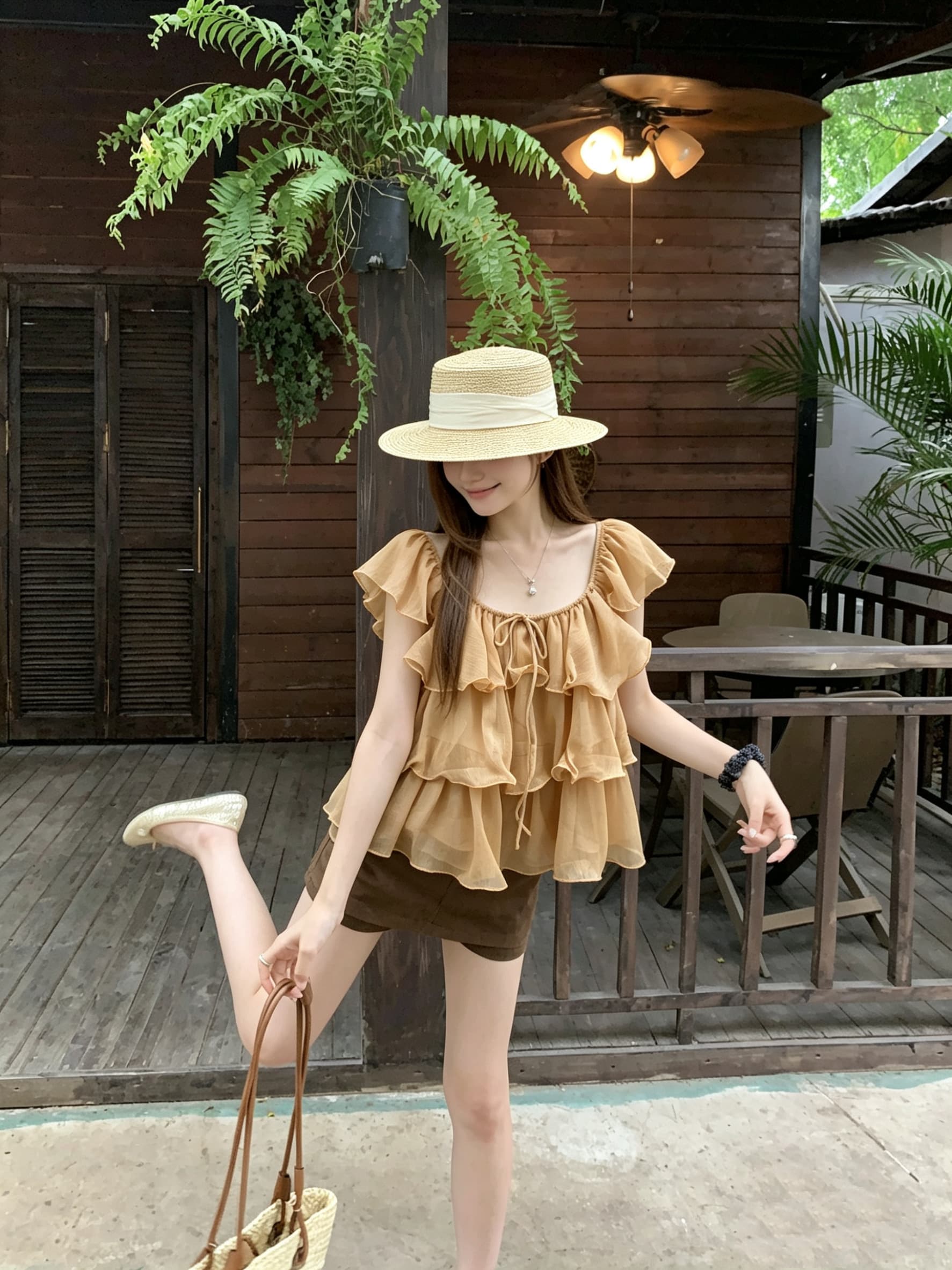 정가 실사 달콤한 스타일 보라색 프릴 Feifei 소매 작은 셔츠 루즈핏 셔츠 여성 의류 한 부서 부드러운 바람 맨위 상세 이미지 16
